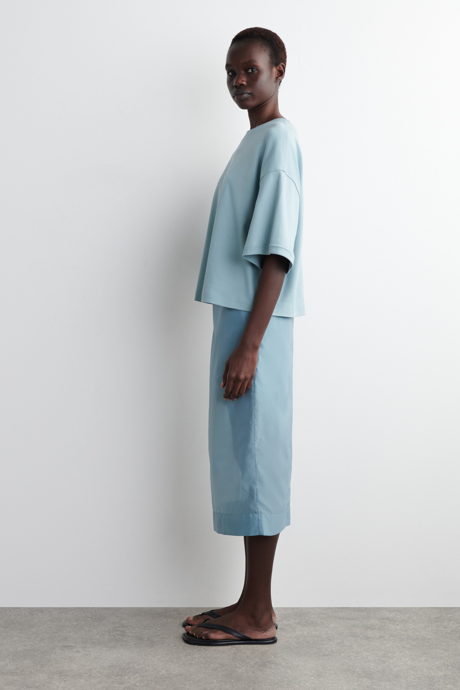 CAMISETA BOXY OVERSIZE - AZUL CLARO/BLANCO - 5