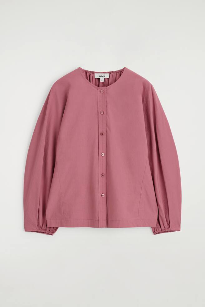 BLOUSE FRONCÉE EN COTON PIMA - BAIE/BLANC - 1