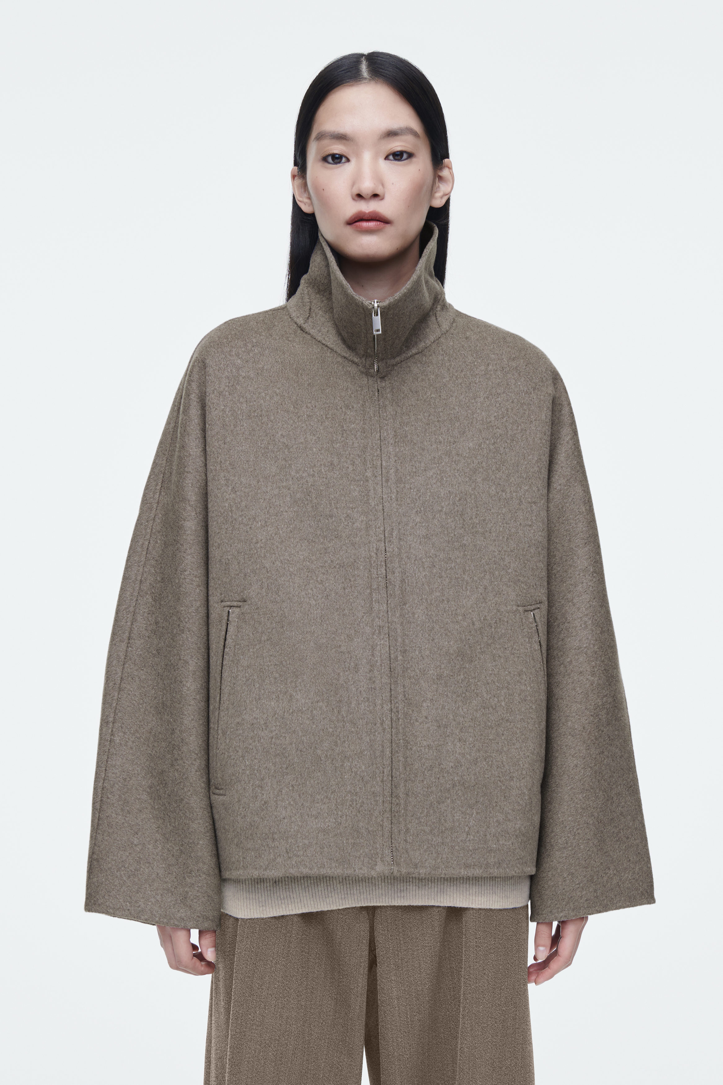 OVERSIZED DOUBLE-FACED WOOL JACKET - MOLE | COS