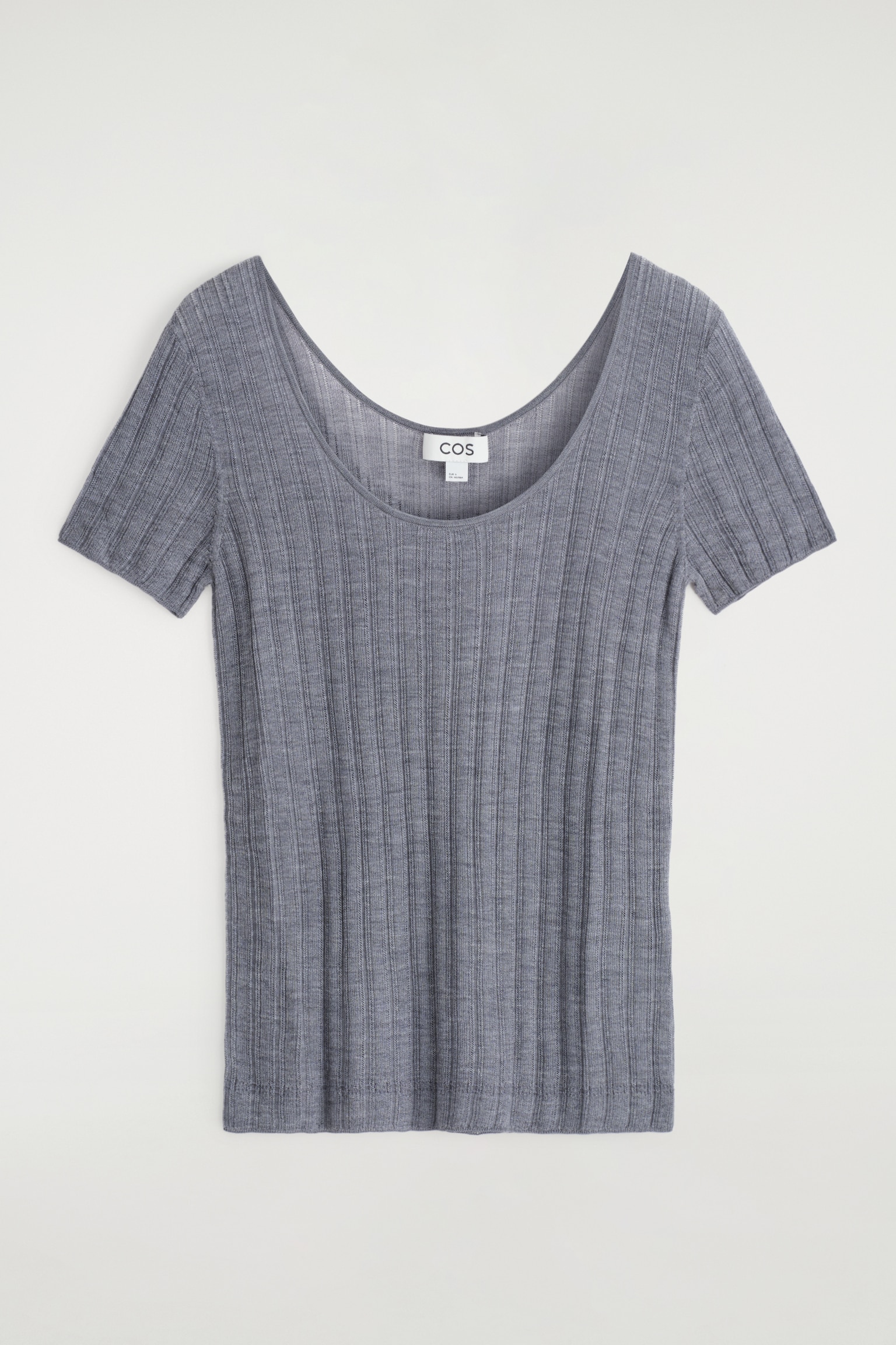 T-SHIRT SOIE CÔTELÉE - GRIS CLAIR CHINÉ - 2