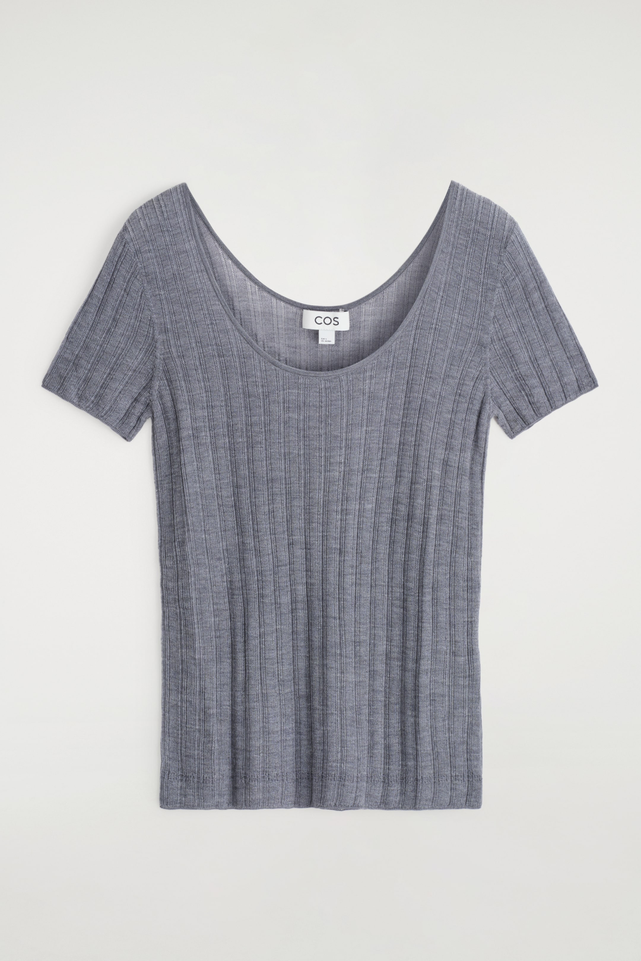 Größeres Bild anzeigen: RIPPSTRICK-T-SHIRT AUS SEIDE - HELLGRAU MELIERT - Ladies | H&M AT 6
