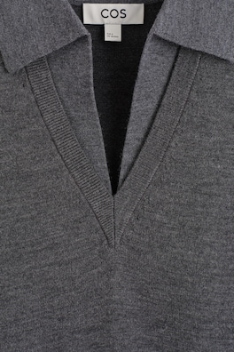 MERINO WOOL MINI POLO DRESS — GRAY MÉLANGE 6