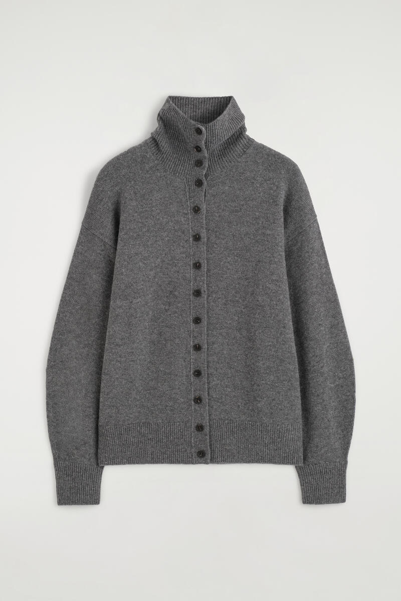 Sculpted Cashmere Turtleneck Cardigan