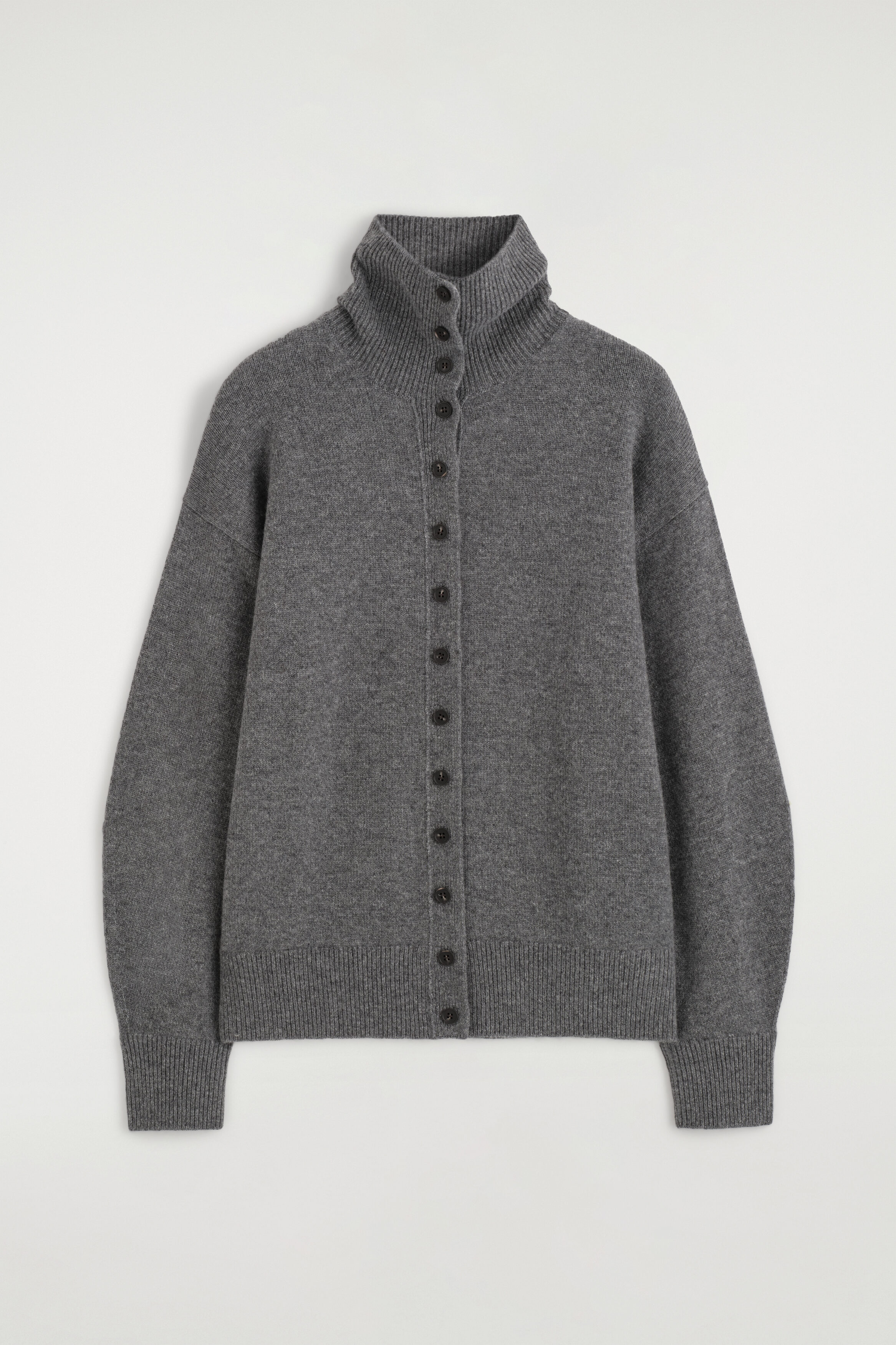 SCULPTED CASHMERE MOCK-NECK CARDIGAN - GRAY MÉLANGE | COS US