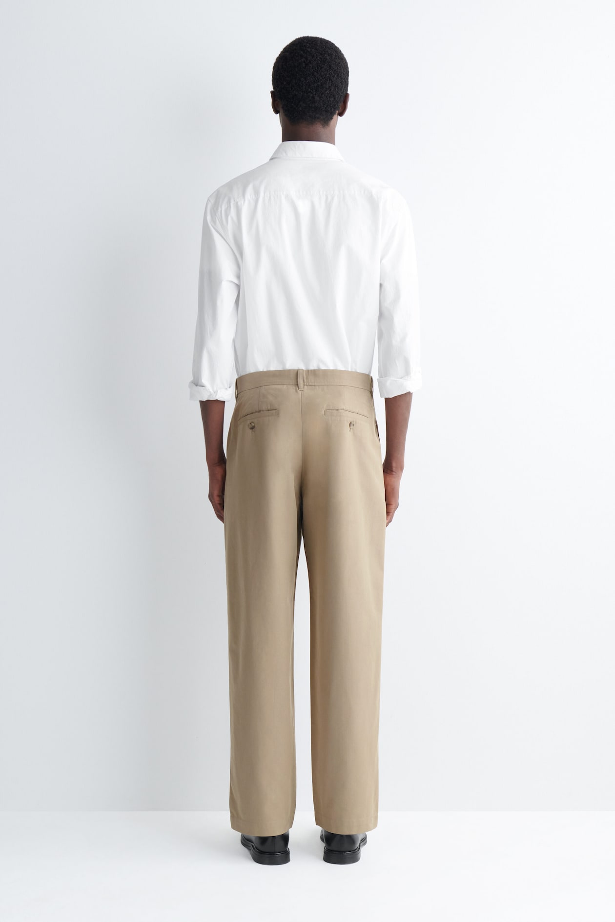 COTTON REGULAR-FIT STRAIGHT-LEG CHINOS — BEIGE