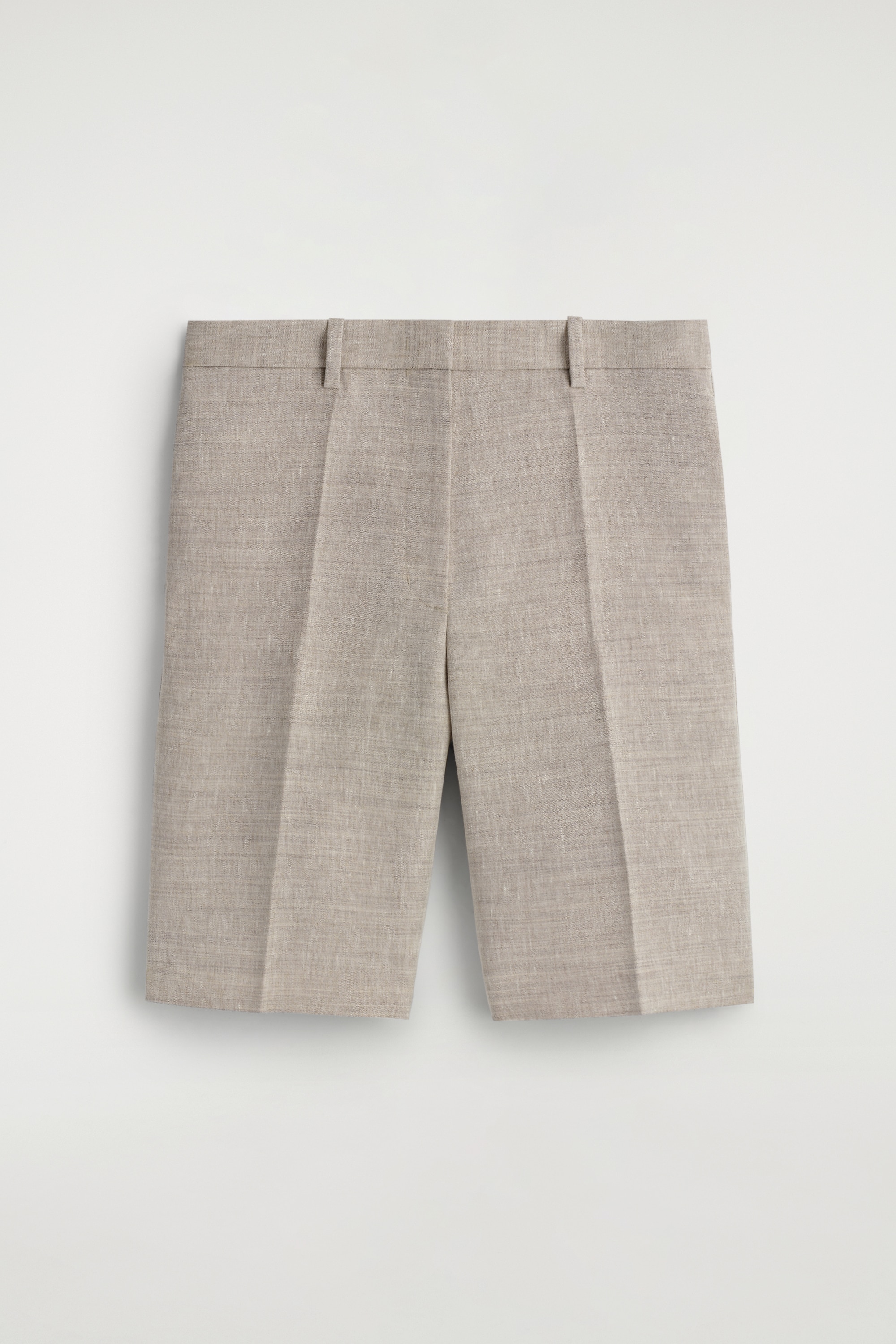 Getailleerde linnen shorts - Beige gemêleerd
