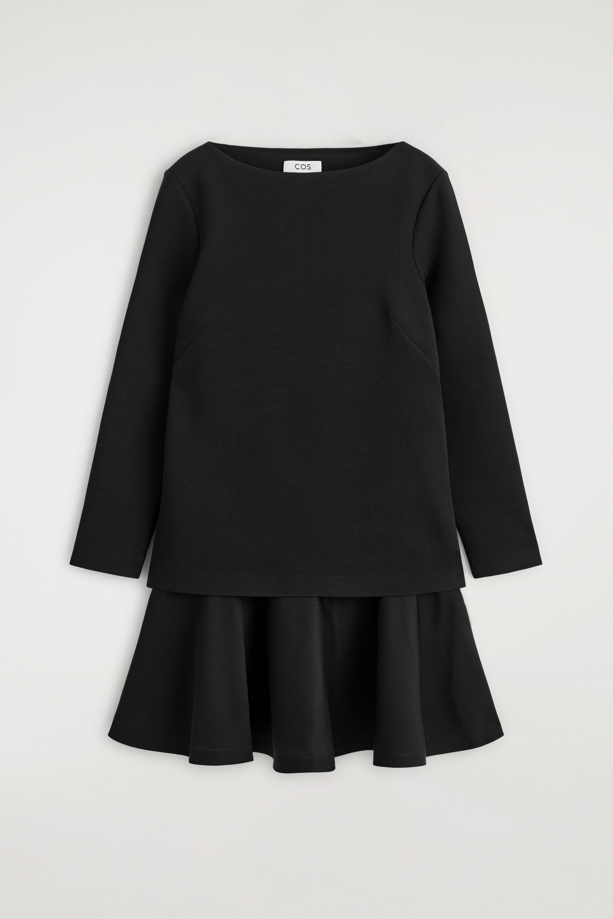 cos layered dress COS Women's Semi-Sheer Layered Mini Dress in Gray | Wool