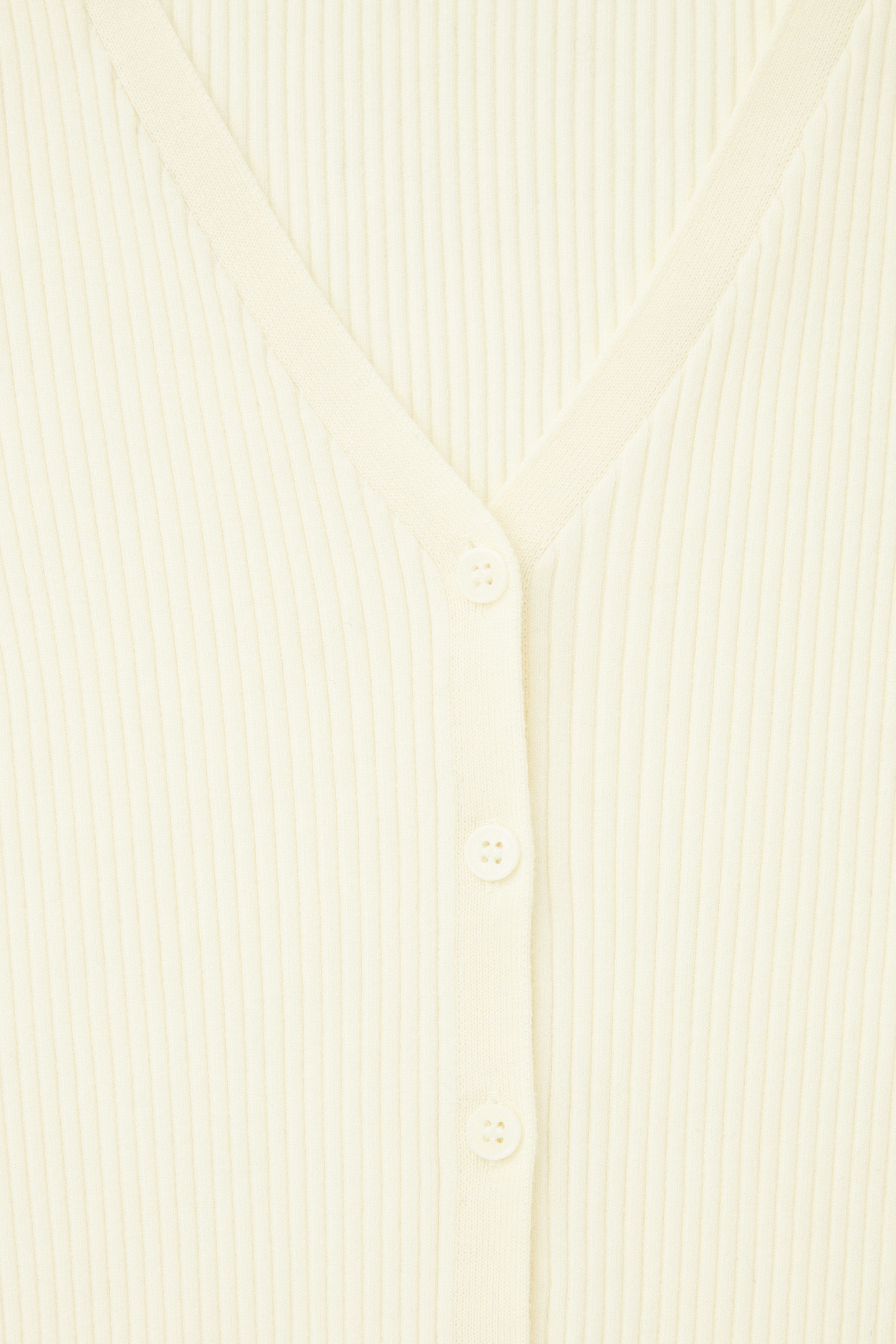 V-NECK RIBBED WOOL HENLEY TOP - CREAM | COS
