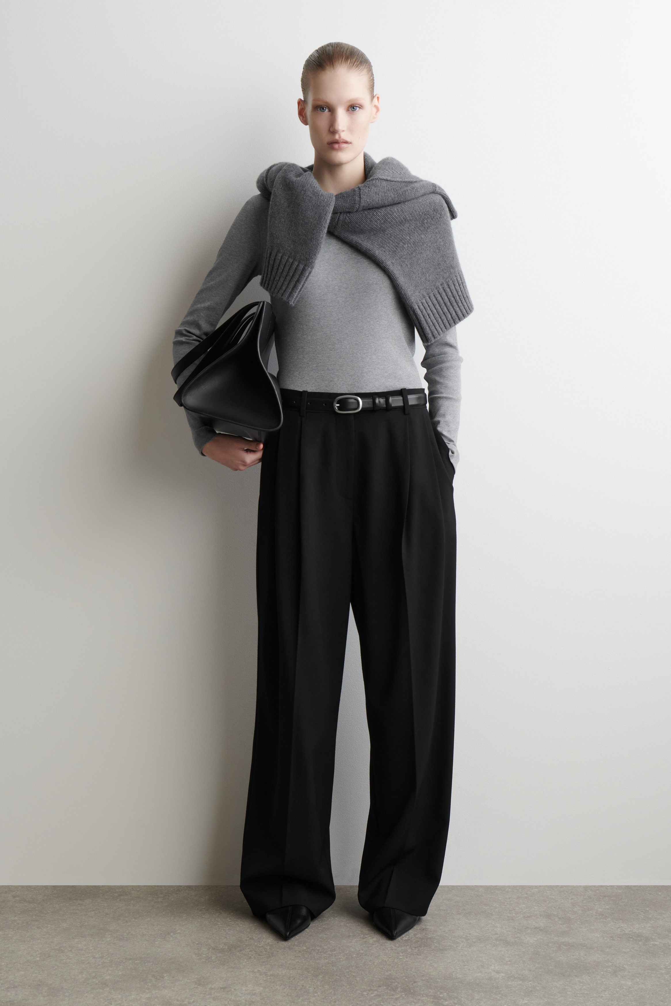 RIBBED JERSEY LONG-SLEEVED TOP - GRAY MÉLANGE | COS US