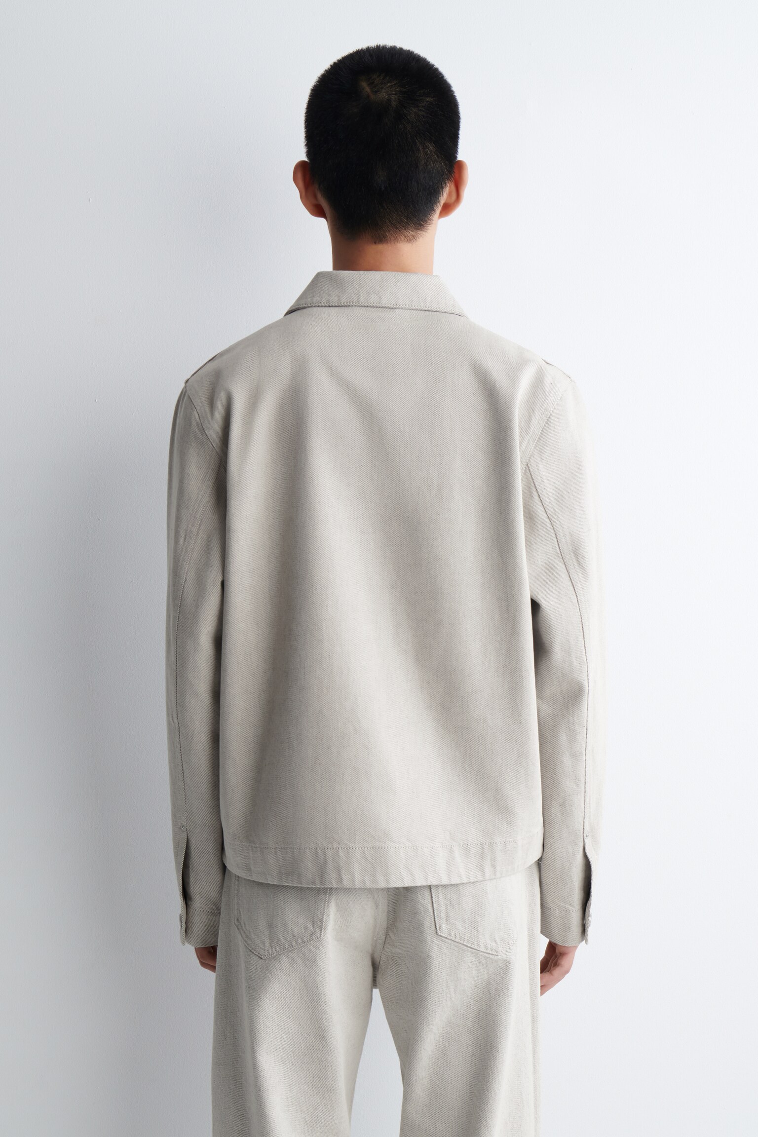 CHAQUETA DE DENIM LAVADO - BEIGE/AZUL OSCURO - 3