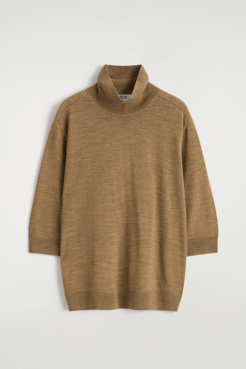 Cos Merino Wool Roll-neck Sweater In Brown