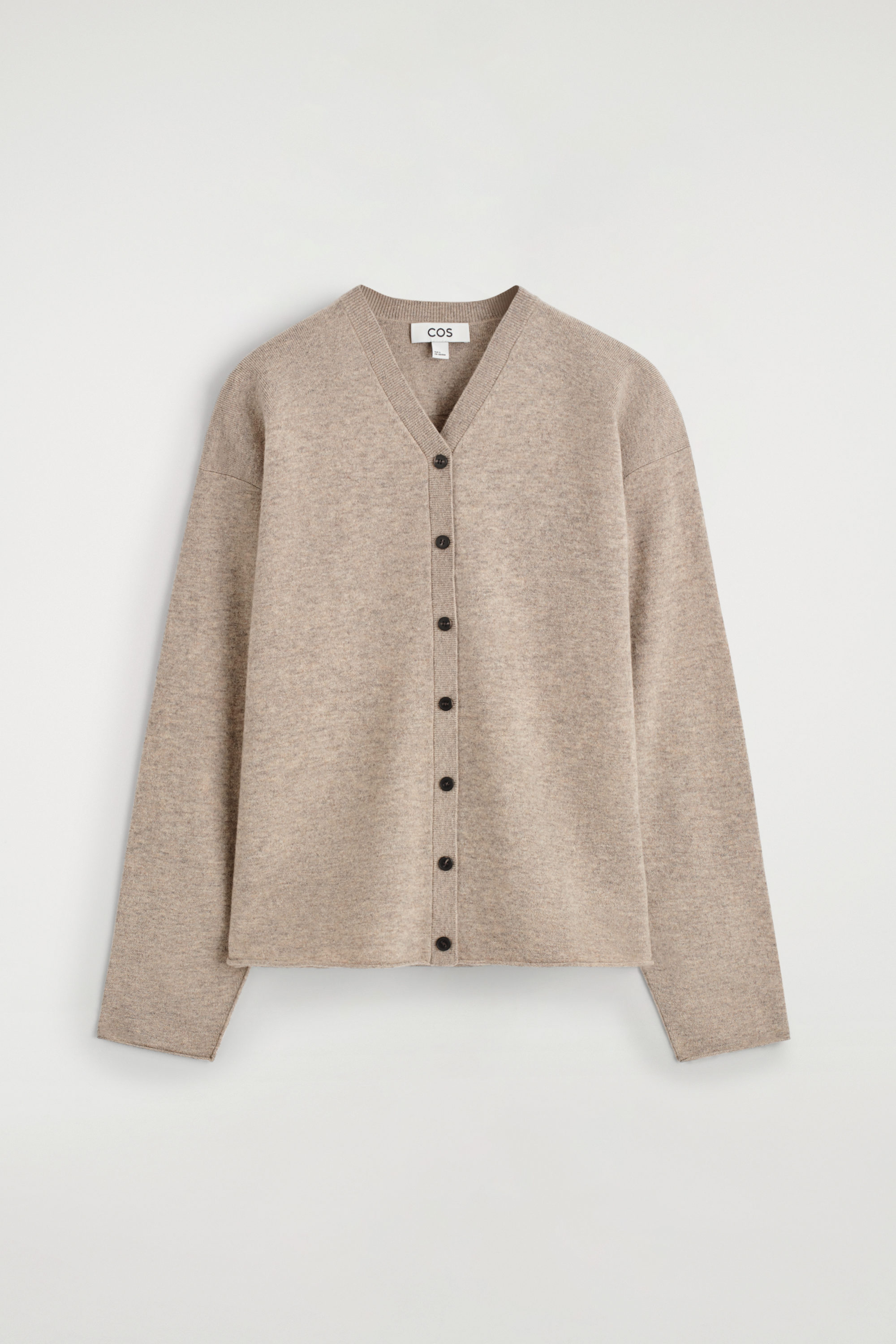 MERINO WOOL V-NECK CARDIGAN - BEIGE MÉLANGE | COS US