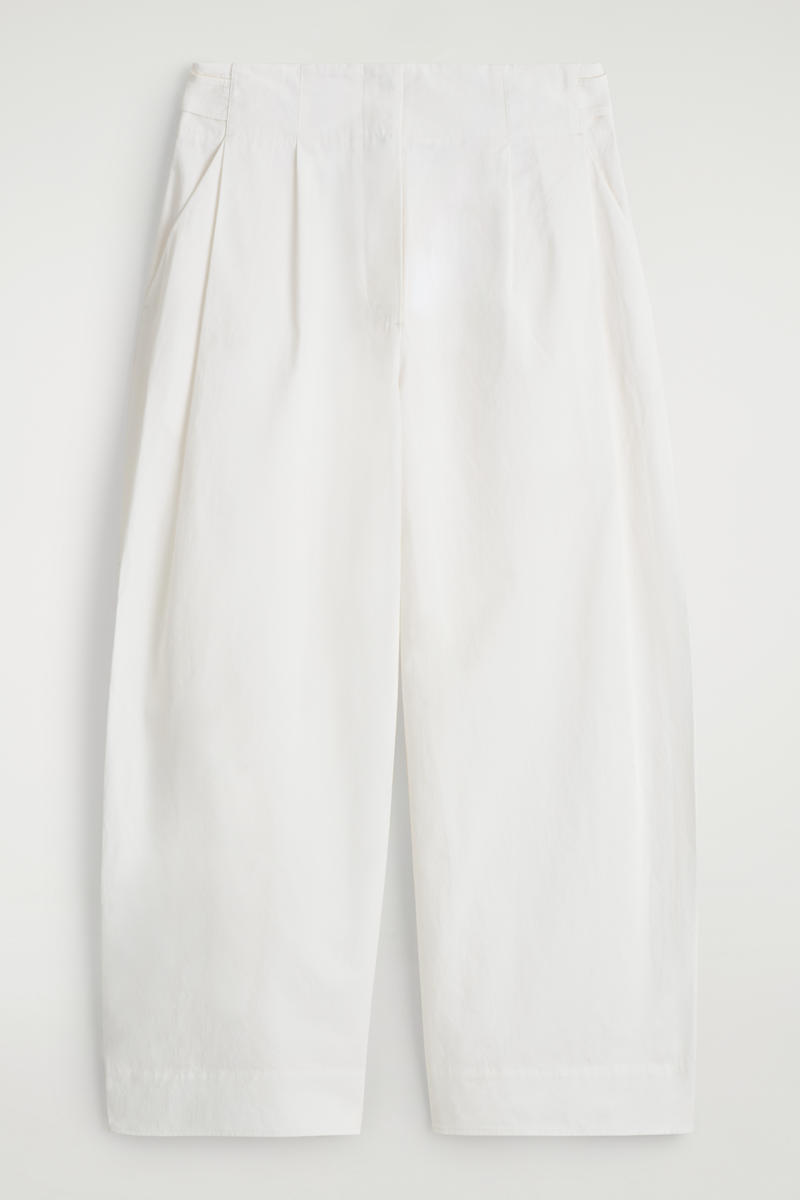 Cotton Barrel-Leg Trousers