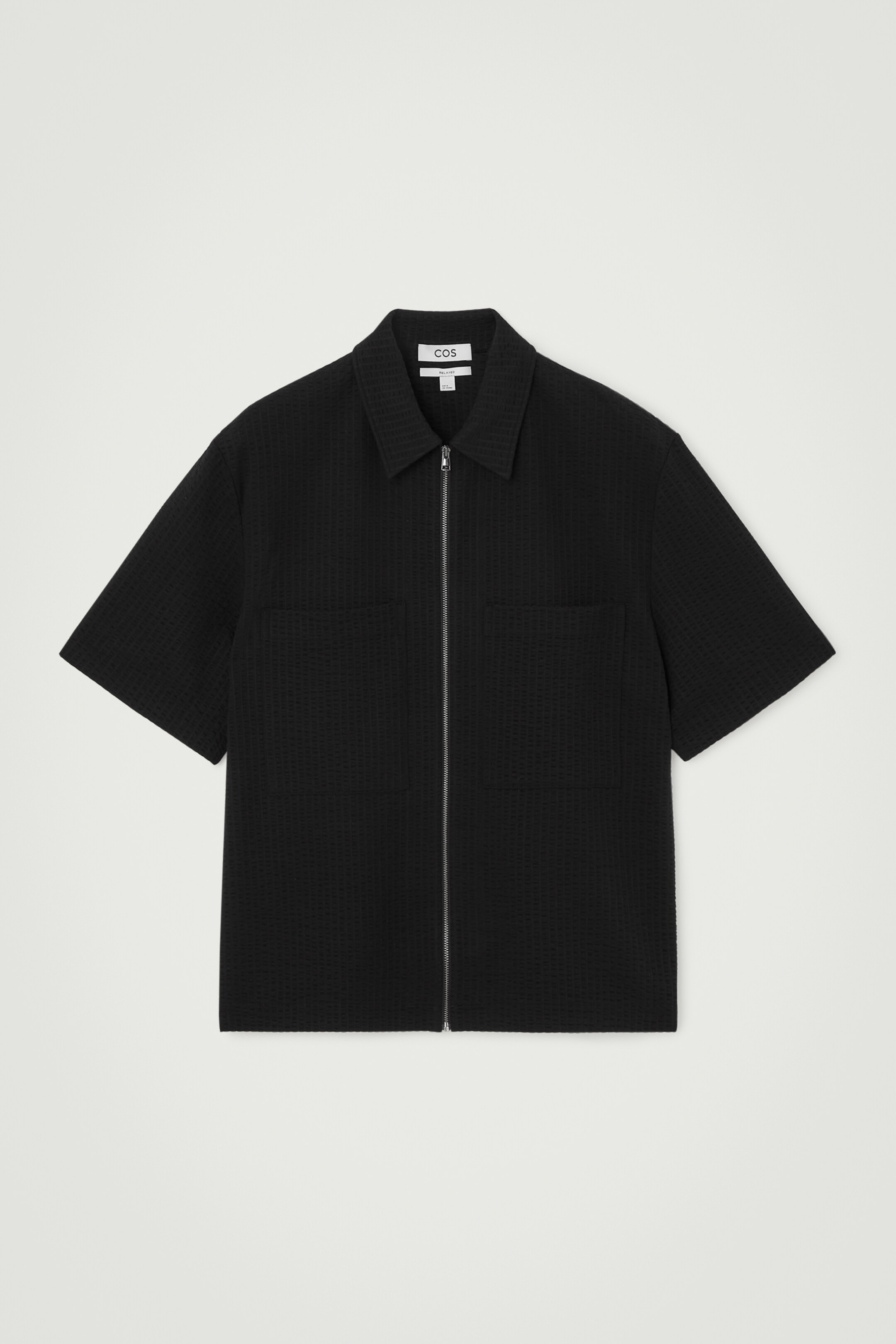 Agrandir l'image: CHEMISE ZIPPÉE DÉCONTRACTÉE EN CRÊPE DE COTON - NOIR - HOMME | H&M CH 1