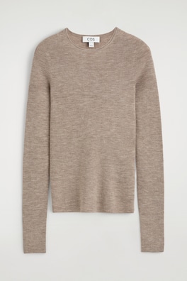 SEAMLESS MERINO WOOL LONG-SLEEVED TOP — BEIGE MÉLANGE 5