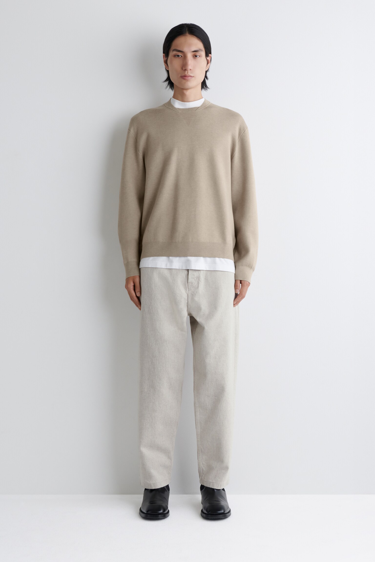 PULL À COL BOMBER EN MAILLE DOUBLE FACE - TAUPE CHINÉ/BLEU MARINE/GRIS/ÉCRU - 7