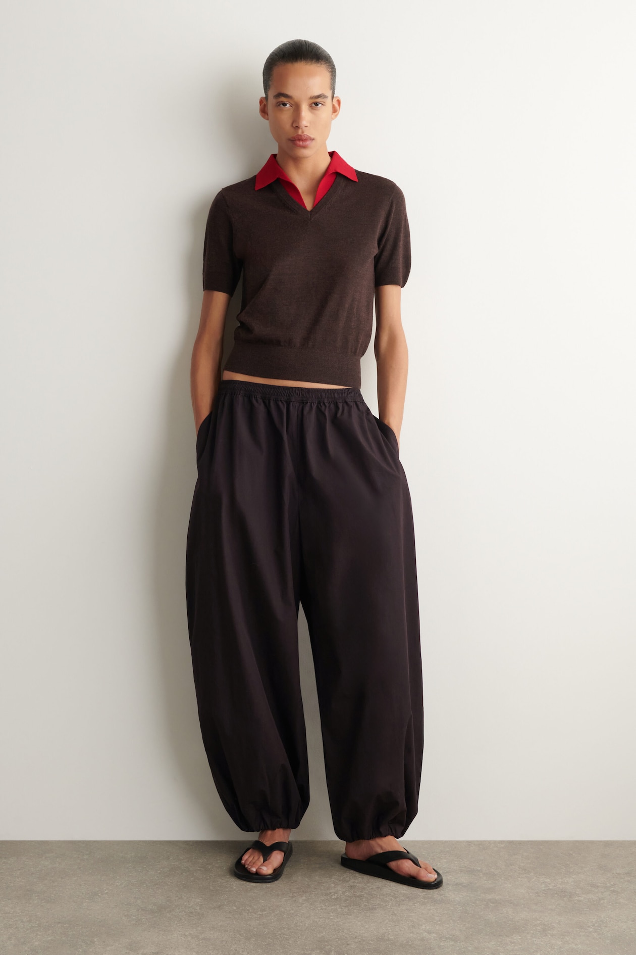 MERINO WOOL LAYERED POLO SHIRT