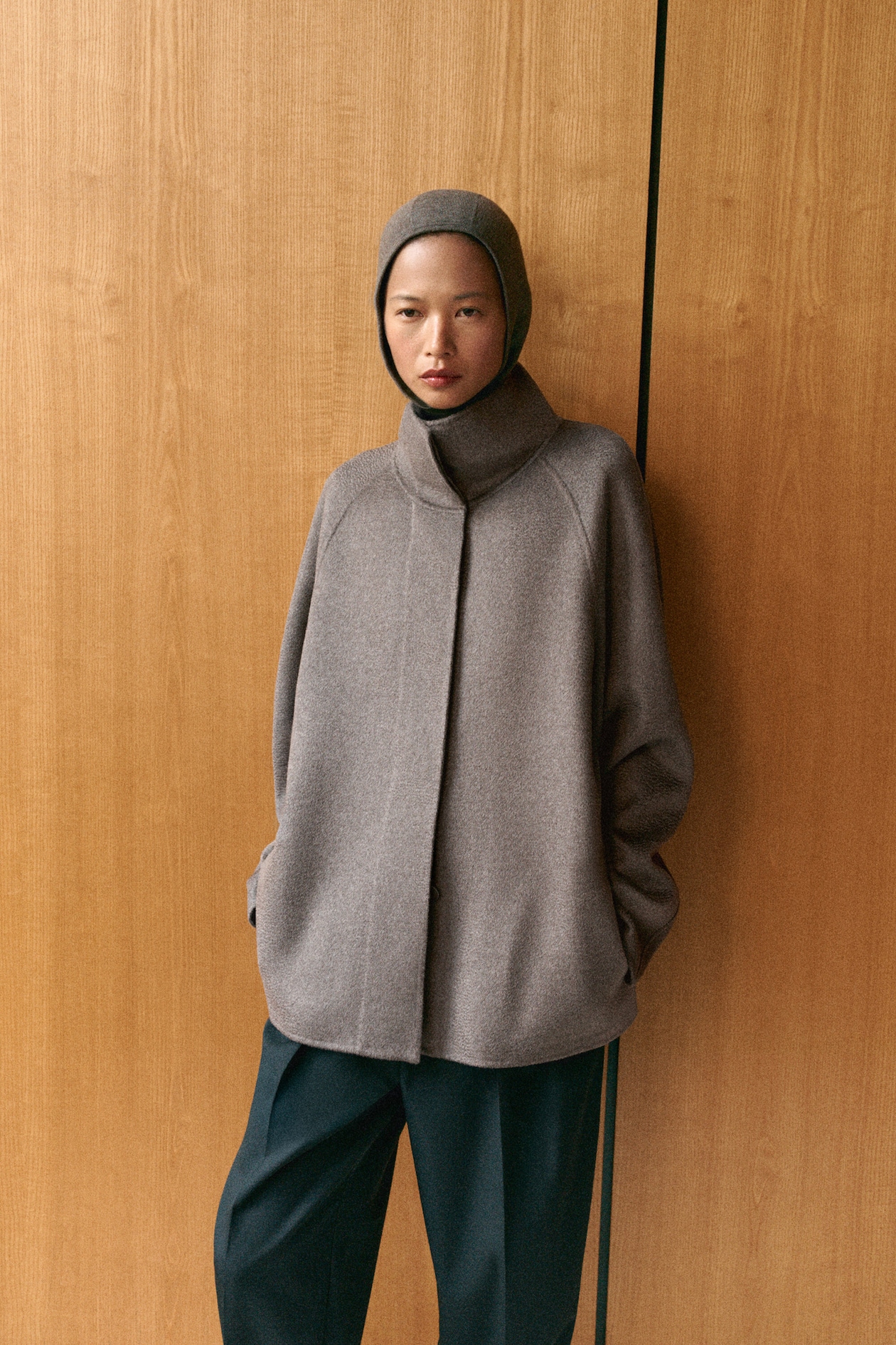 BELTED DOUBLE-FACED CASHMERE JACKET — STONE