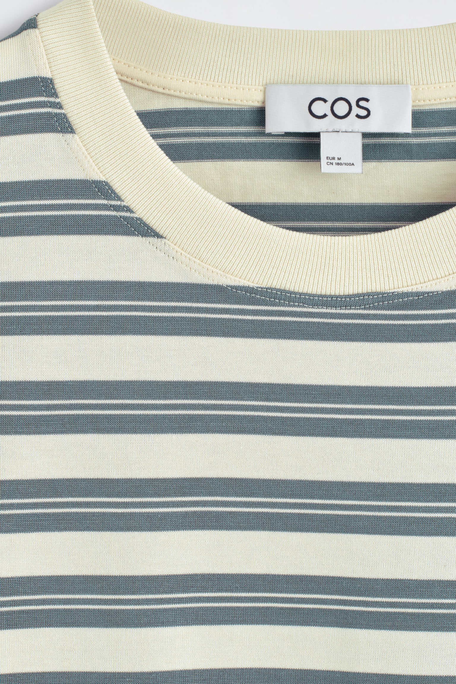 ОВЪРСАЙЗ ПАМУЧНА ТЕНИСКА НА РАЙЕ - СИНЬО / КРЕМОВО / РАЙЕ - 5