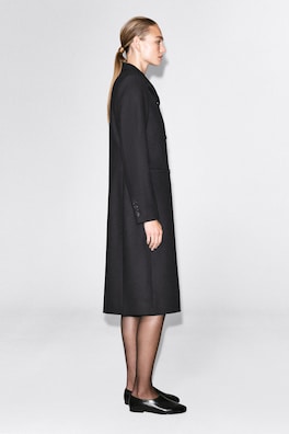 TAILORED WOOL-TWILL LONG COAT — NAVY 3