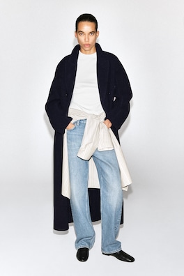 TAILORED DOUBLE-FACED WOOL LONG COAT — NAVY 2