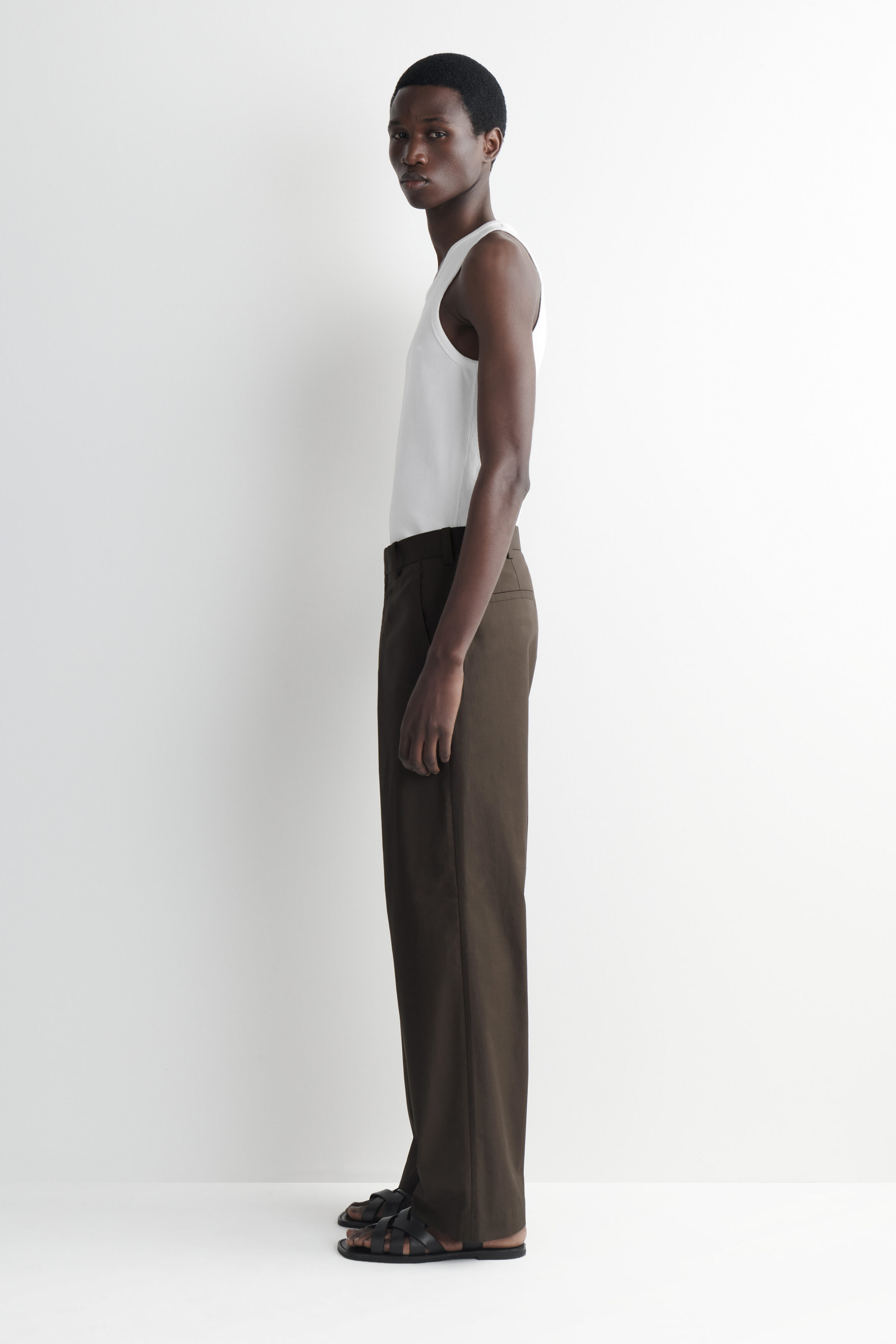 PLEATED COTTON WIDE-LEG PANTS - KHAKI | COS AU