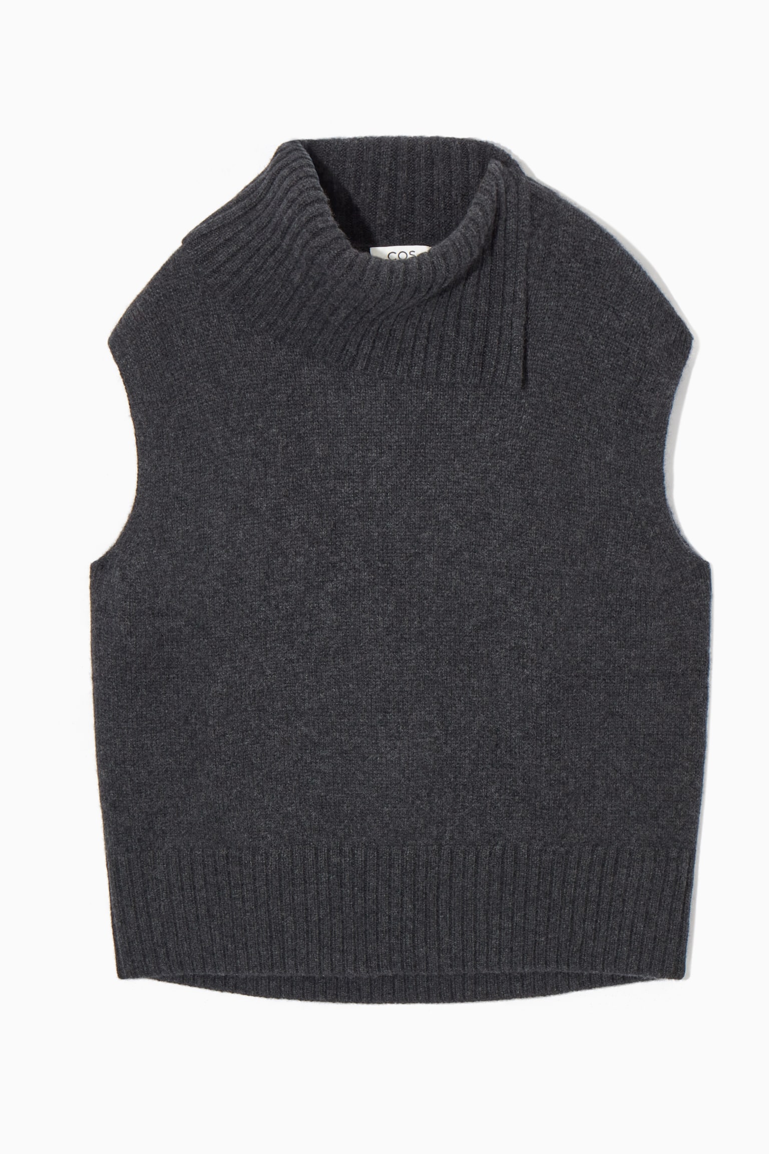 HIGH-NECK CASHMERE VEST - DARK GREY MÉLANGE