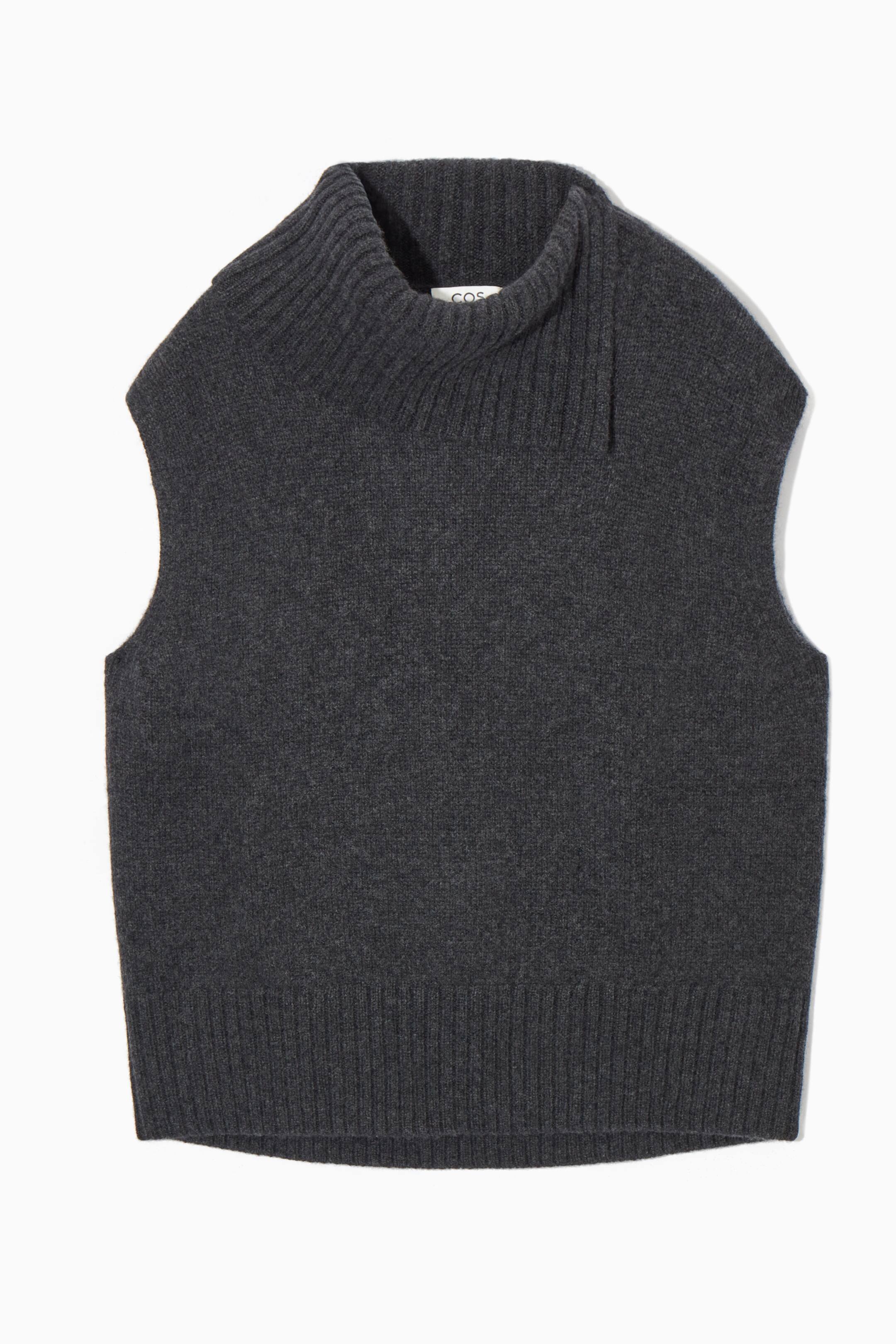 Se større billede: HIGH-NECK CASHMERE VEST - DARK GREY MÉLANGE - DAME | H&M DK 1
