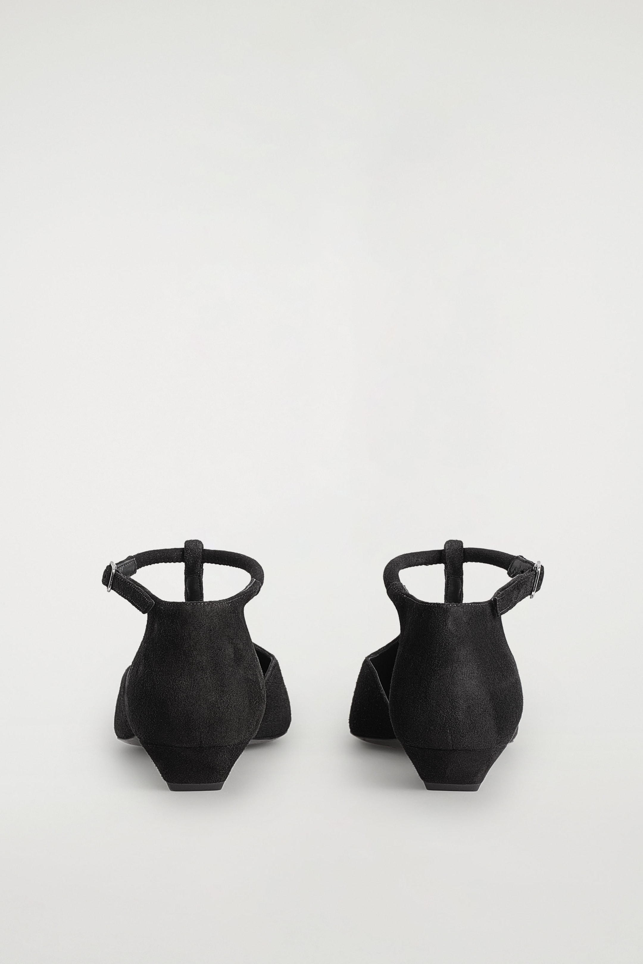 POINTED SUEDE T-BAR KITTEN HEELS