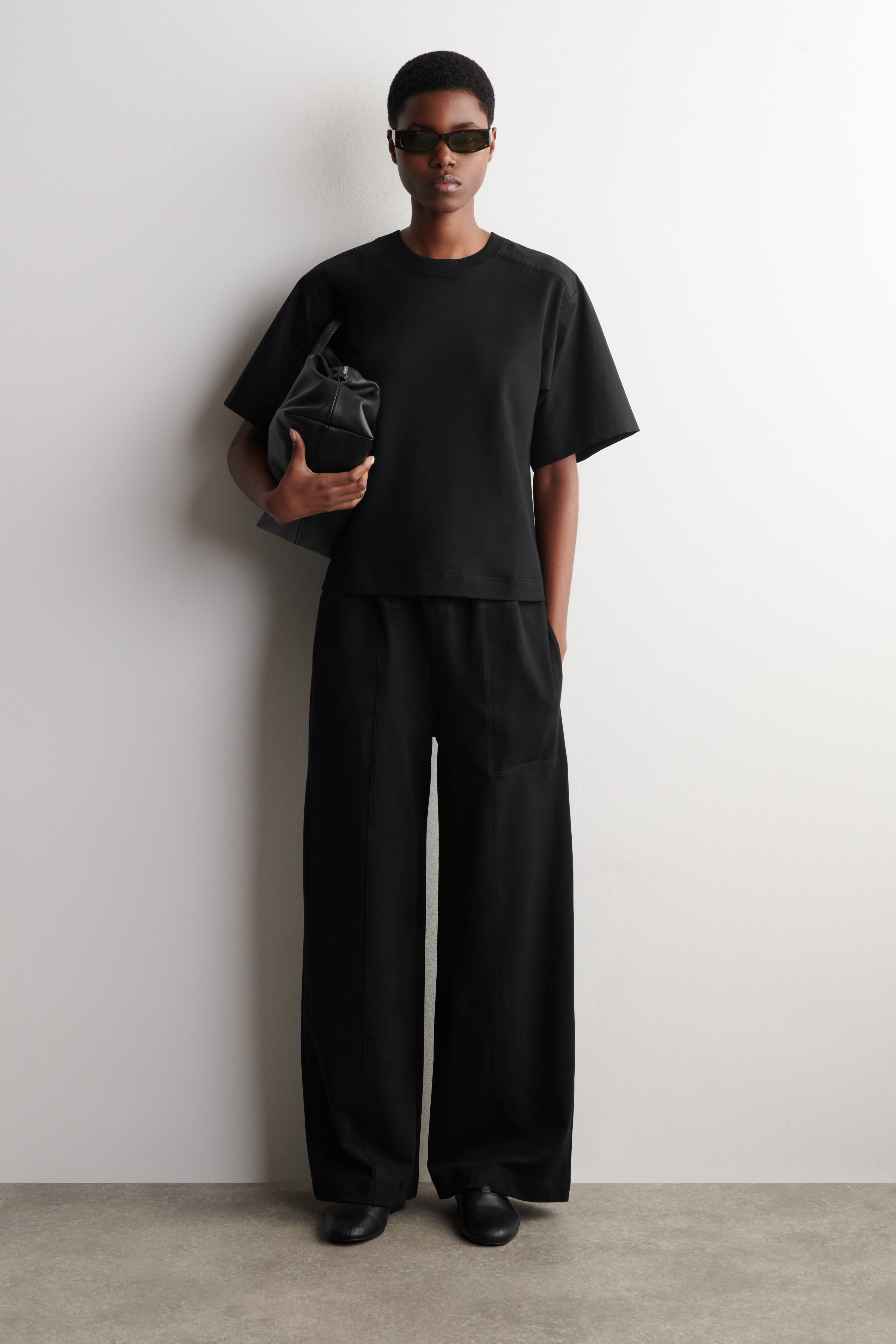 JERSEYHOSE MIT POPELINE-EINSÄTZEN - SCHWARZ