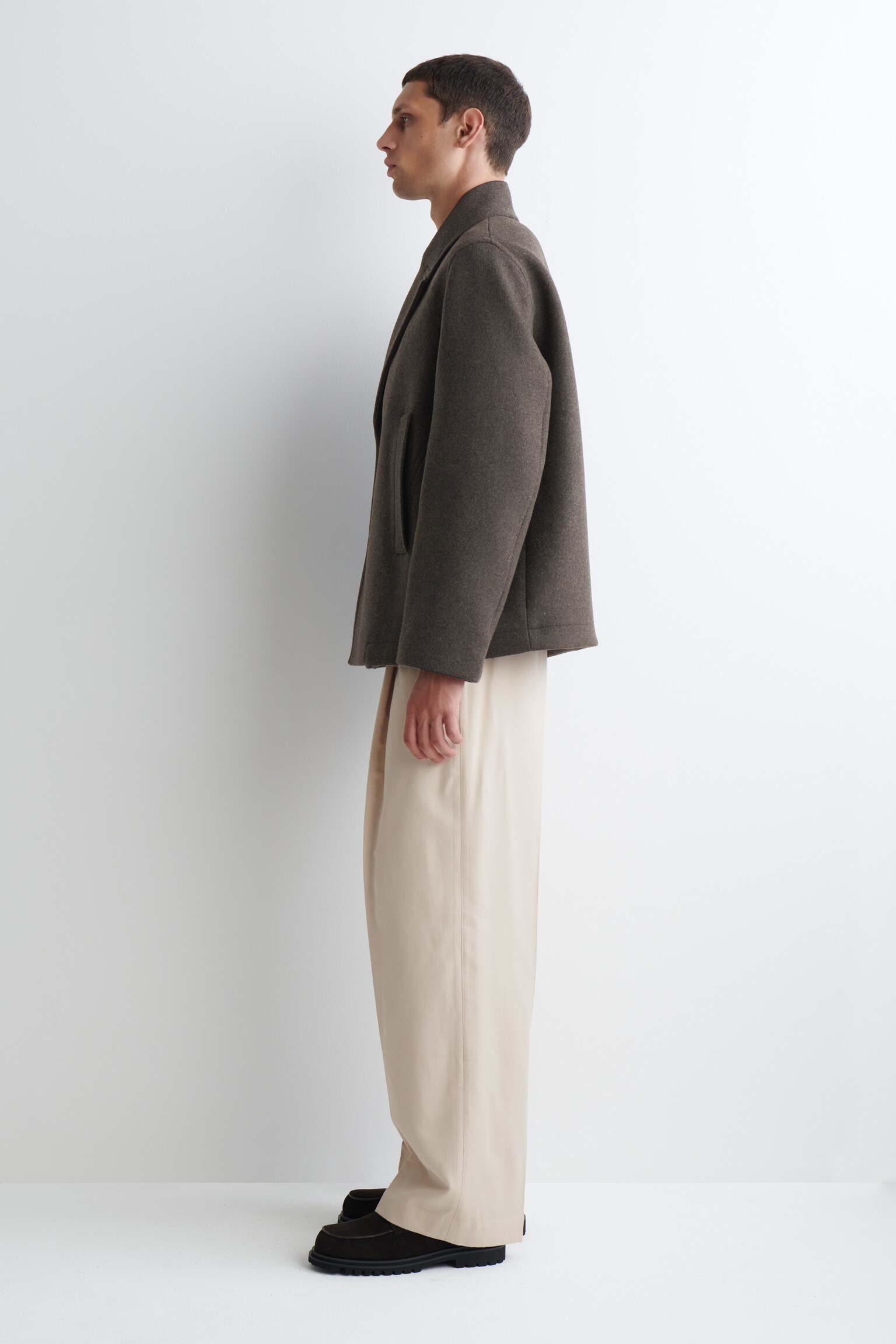 DOPPELREIHIGE CABANJACKE AUS WOLLE - DUNKELBRAUN MELIERT - 4