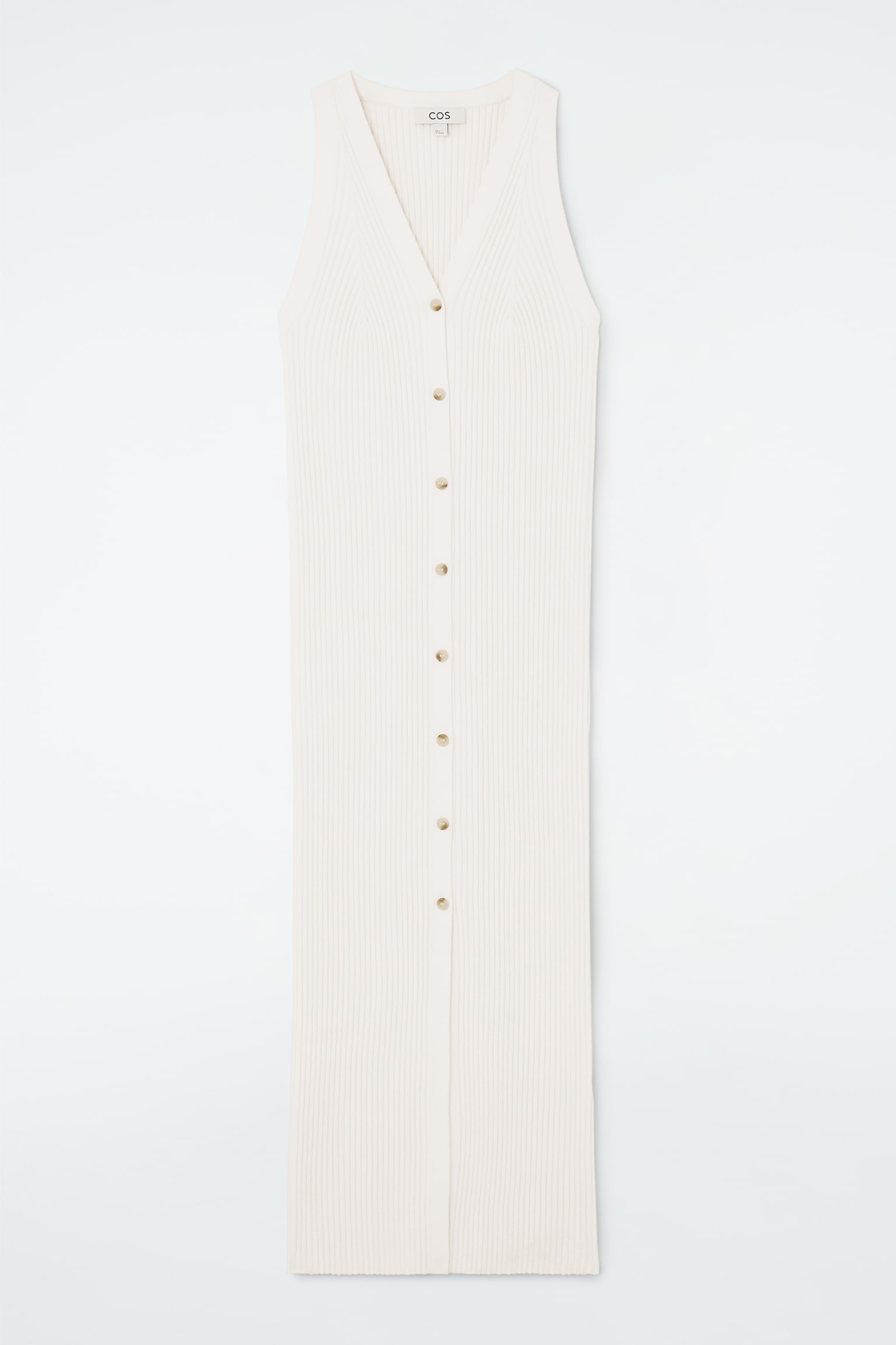 BUTTONED RIB-KNIT MAXI DRESS - IVORY