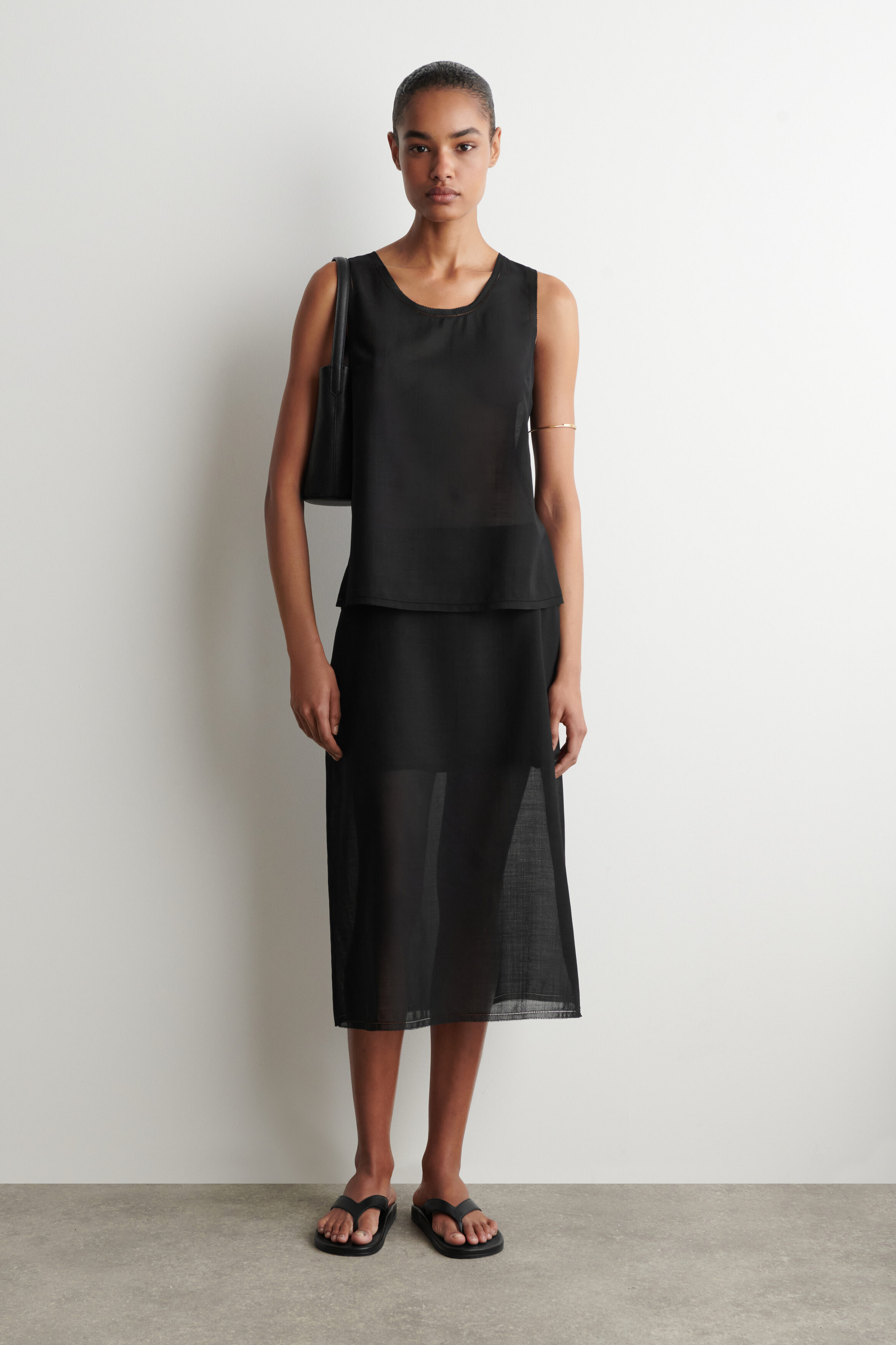 SEMI-SHEER LAYERED WOOL TOP - BLACK | COS US
