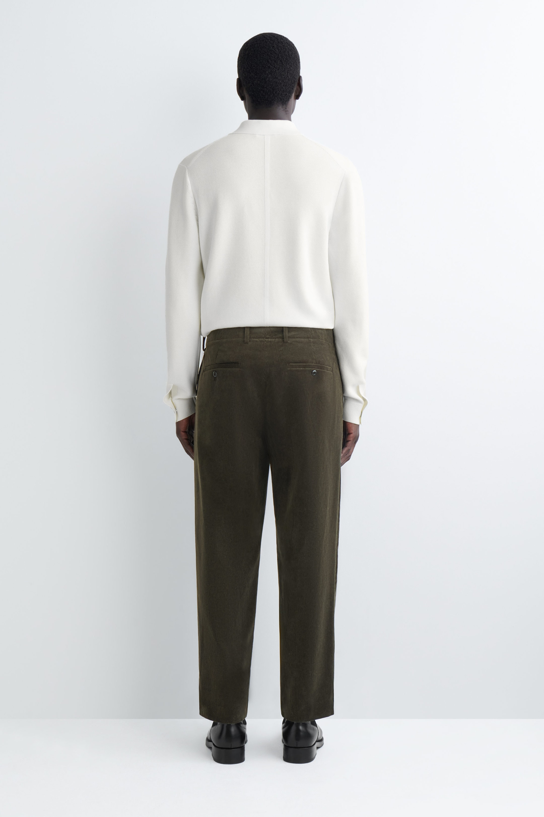 PLEATED CORDUROY STRAIGHT-LEG PANTS