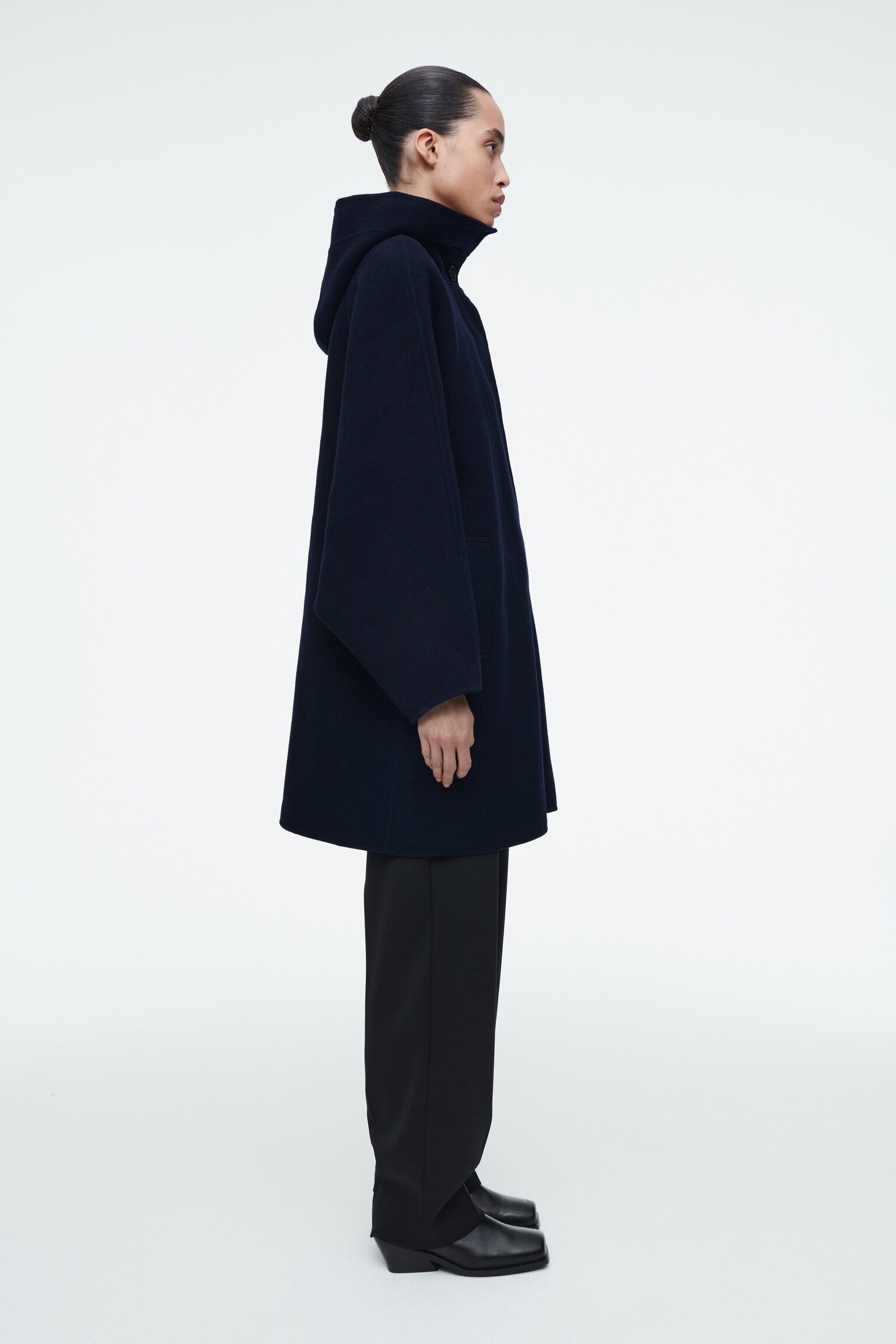 OVERSIZED DOUBLE-FACED WOOL COAT - NAVY - 6