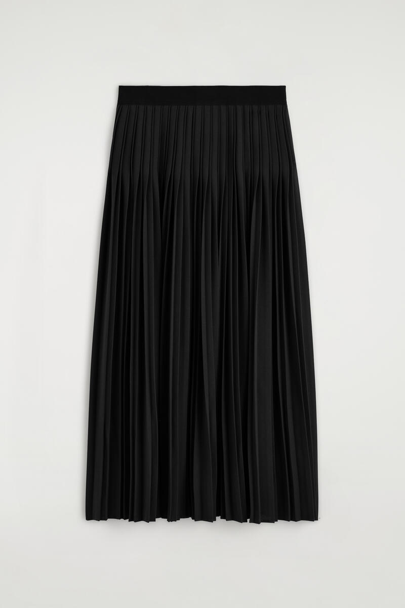 Pleated Crepe Midi Skirt