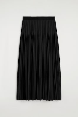 PLEATED CREPE MIDI SKIRT — BLACK 7