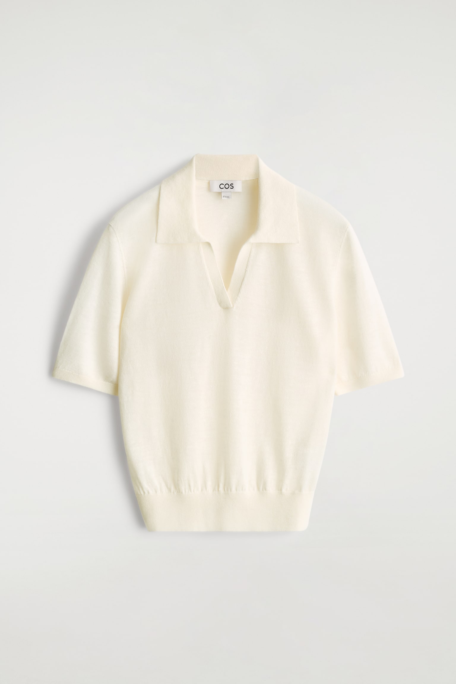 STICKAD TRÖJA MED KRAGE I LINNE OCH MERINOULL - KRÄM/BLÅ - 2