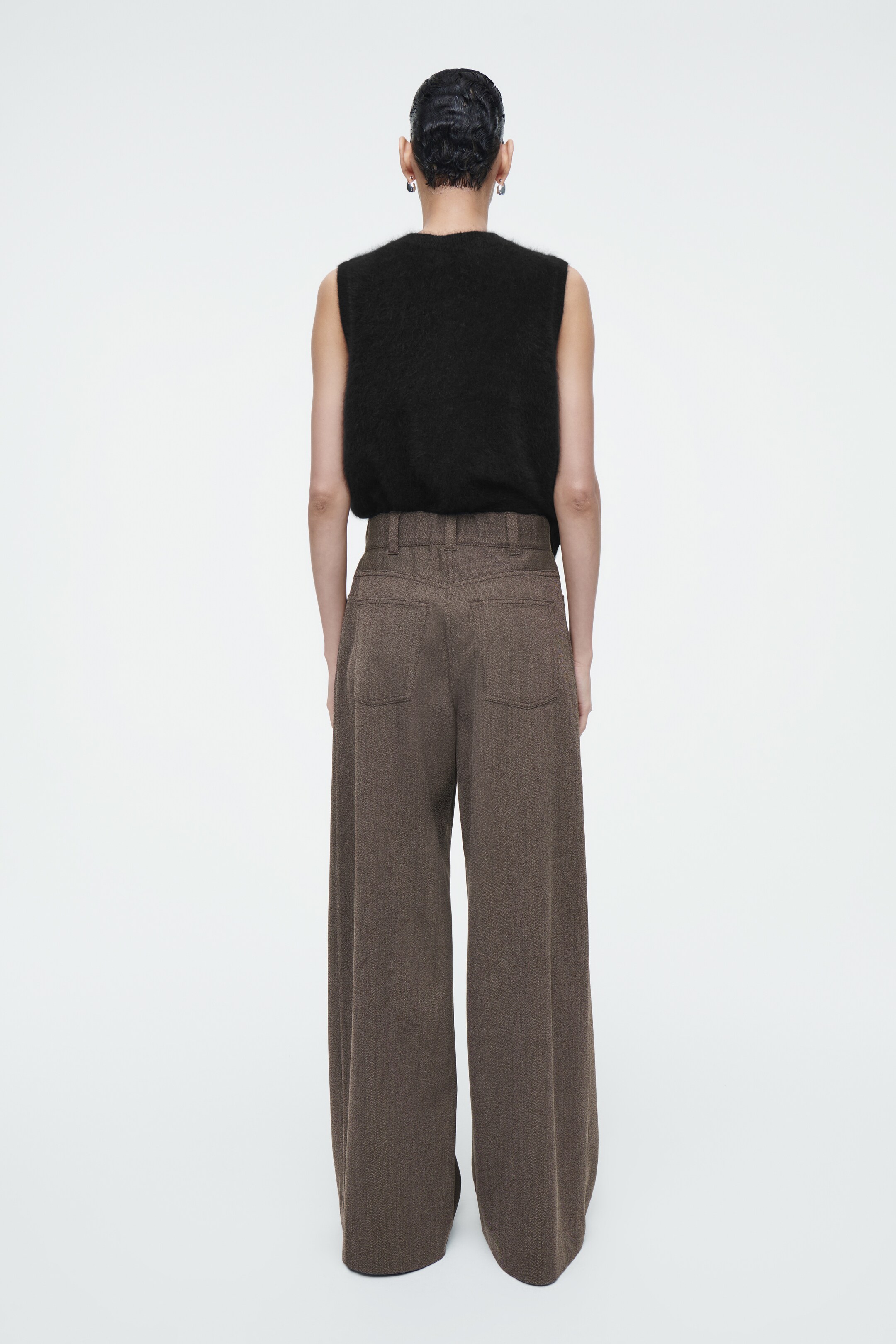 View larger image: REGULAR WOOL-BLEND WIDE-LEG TROUSERS - BROWN - Ladies | H&M GB 3
