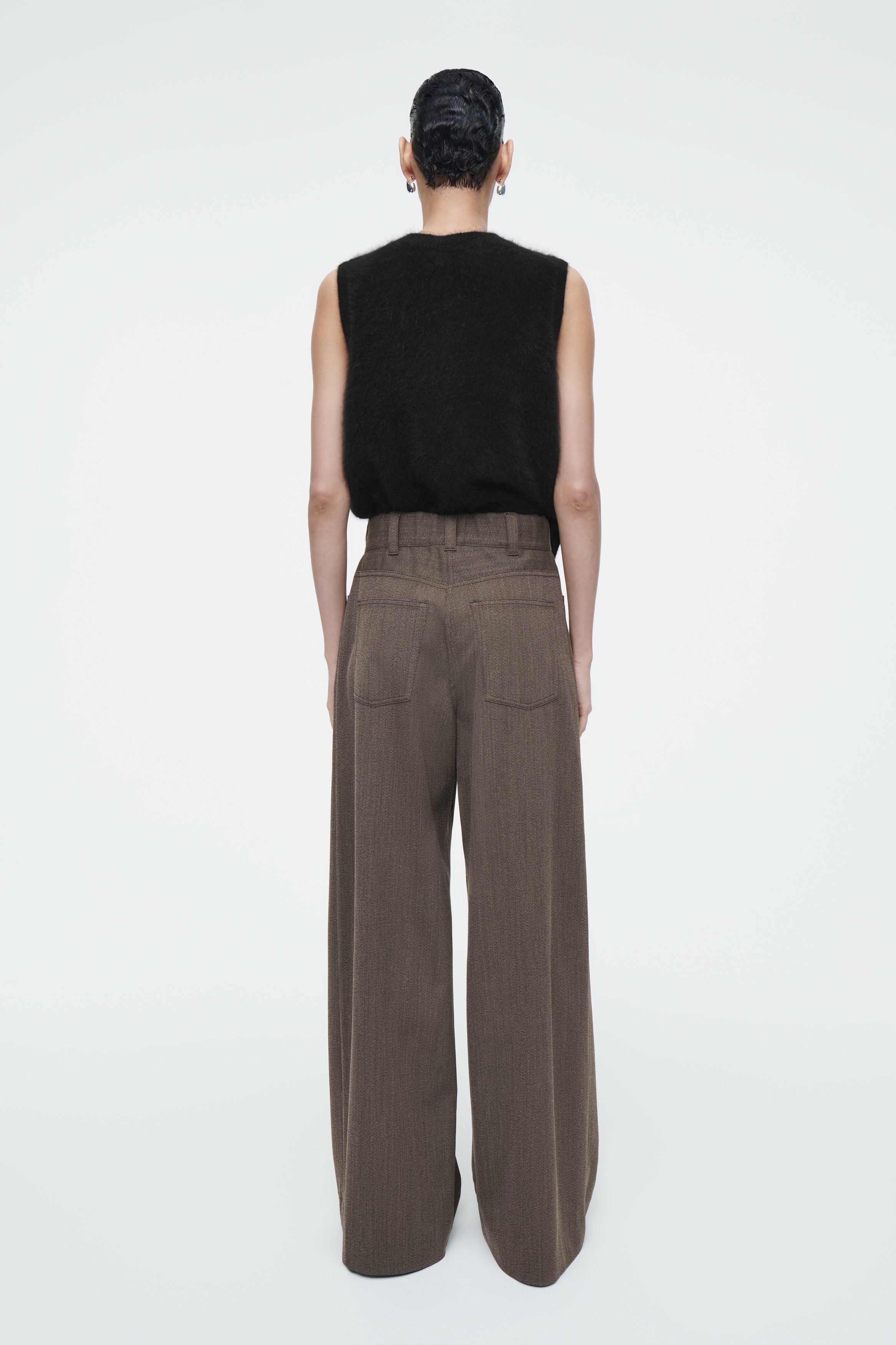 【SCENERITY】Wool Semi wide slacks Italian Wool-Blend Twill High-Rise Trouser in Pants & Shorts