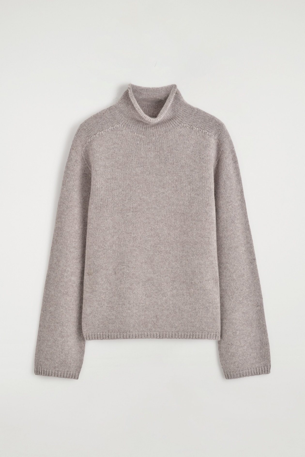 PURE CASHMERE MOCK-NECK SWEATER — LIGHT GRAY MÉLANGE