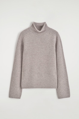 PURE CASHMERE MOCK-NECK SWEATER — LIGHT GRAY MÉLANGE 9