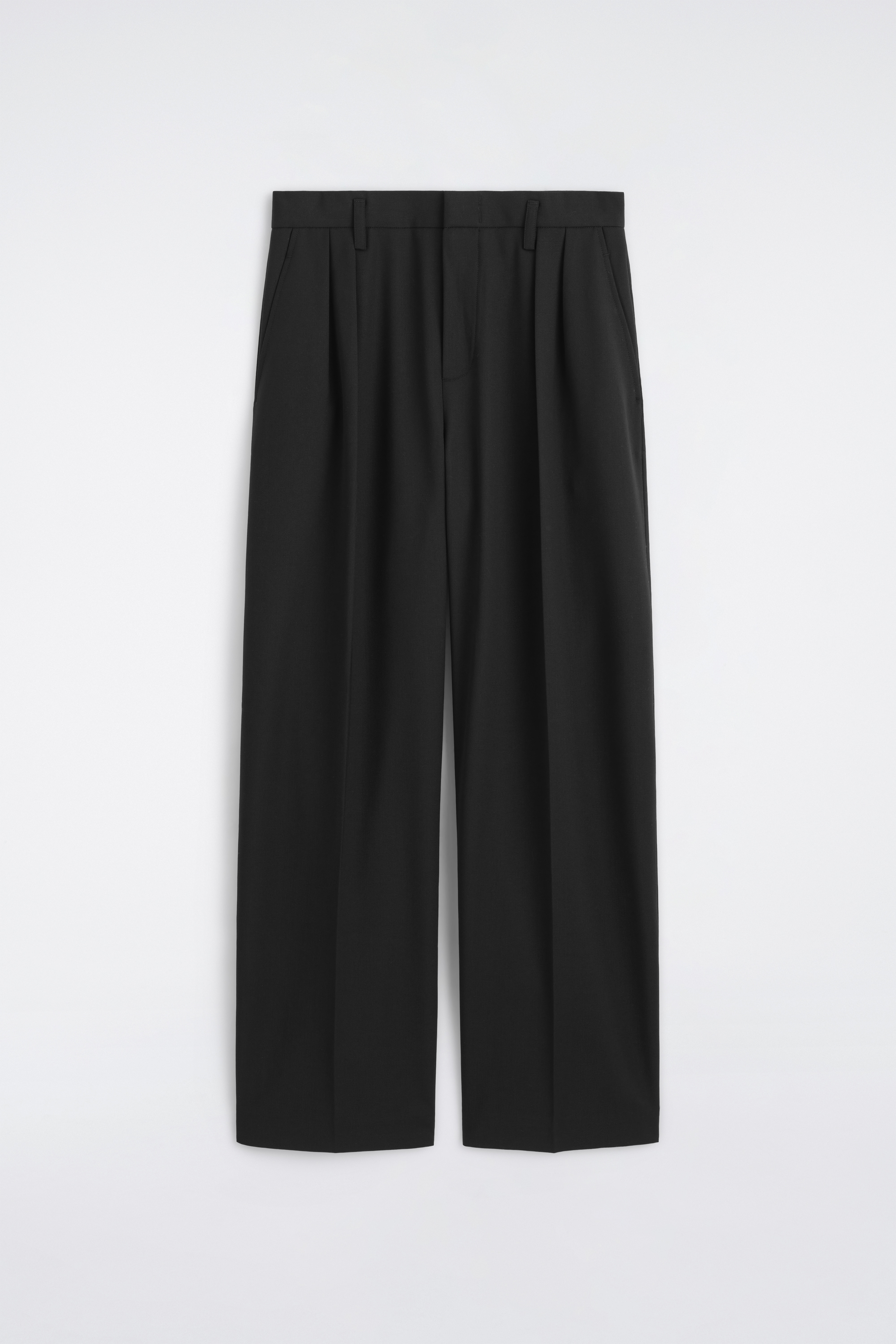 LOCKERE HOSE AUS WOLL-MIX MIT WEITEM BEIN - SCHWARZ/BRAUN