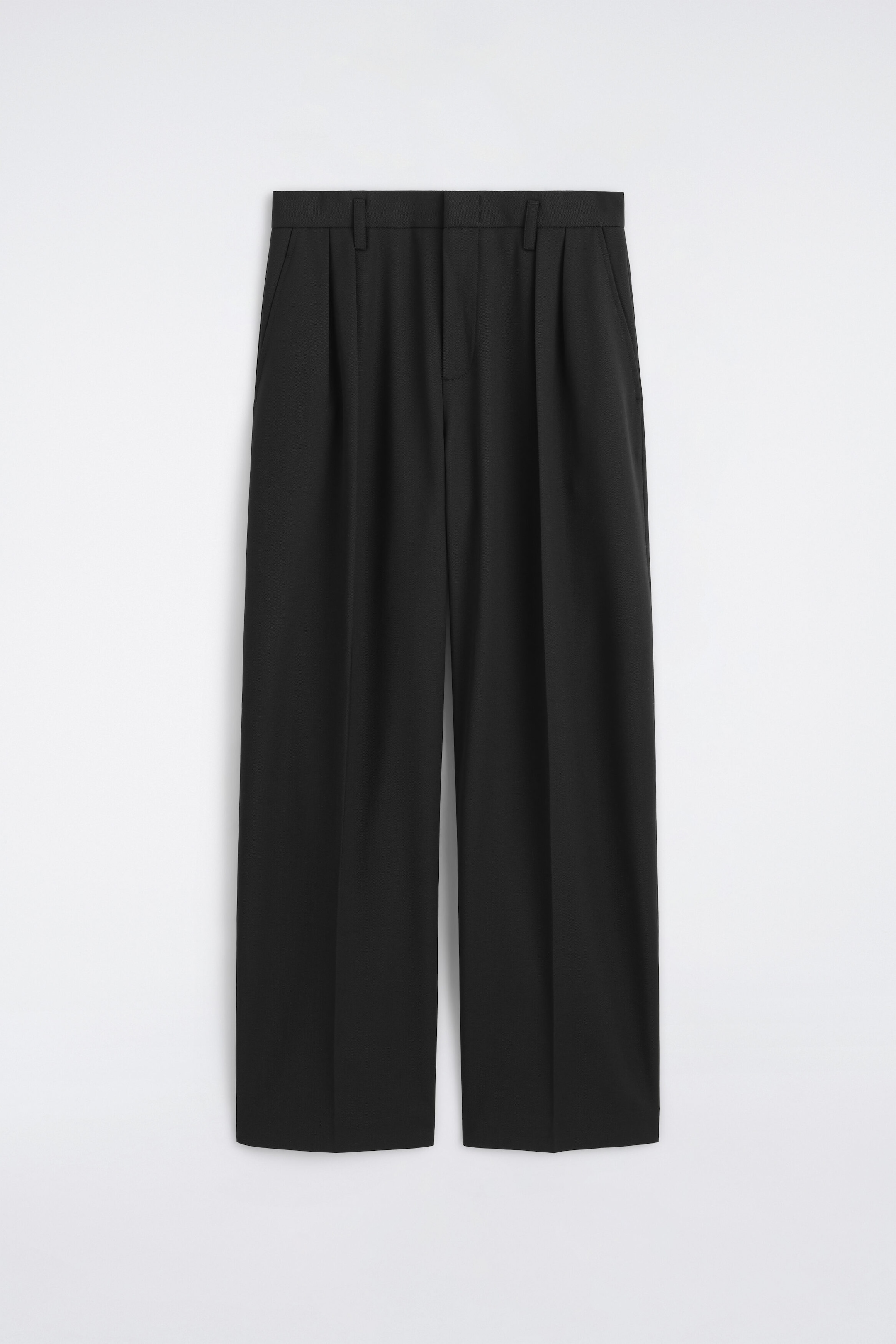 WOOL-BLEND RELAXED-FIT WIDE-LEG TROUSERS