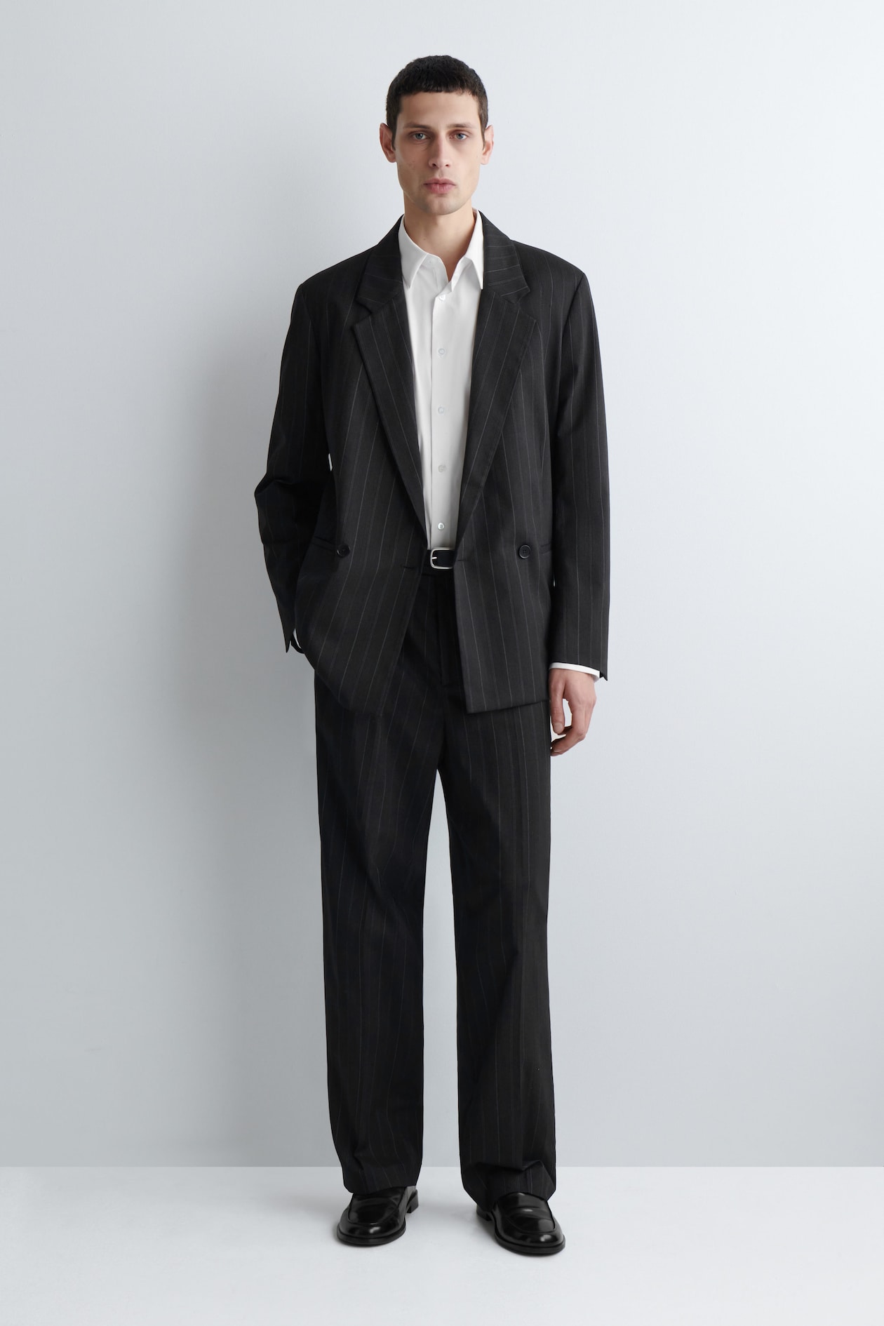 SLIM TAILORED COTTON-POPLIN SHIRT — WHITE