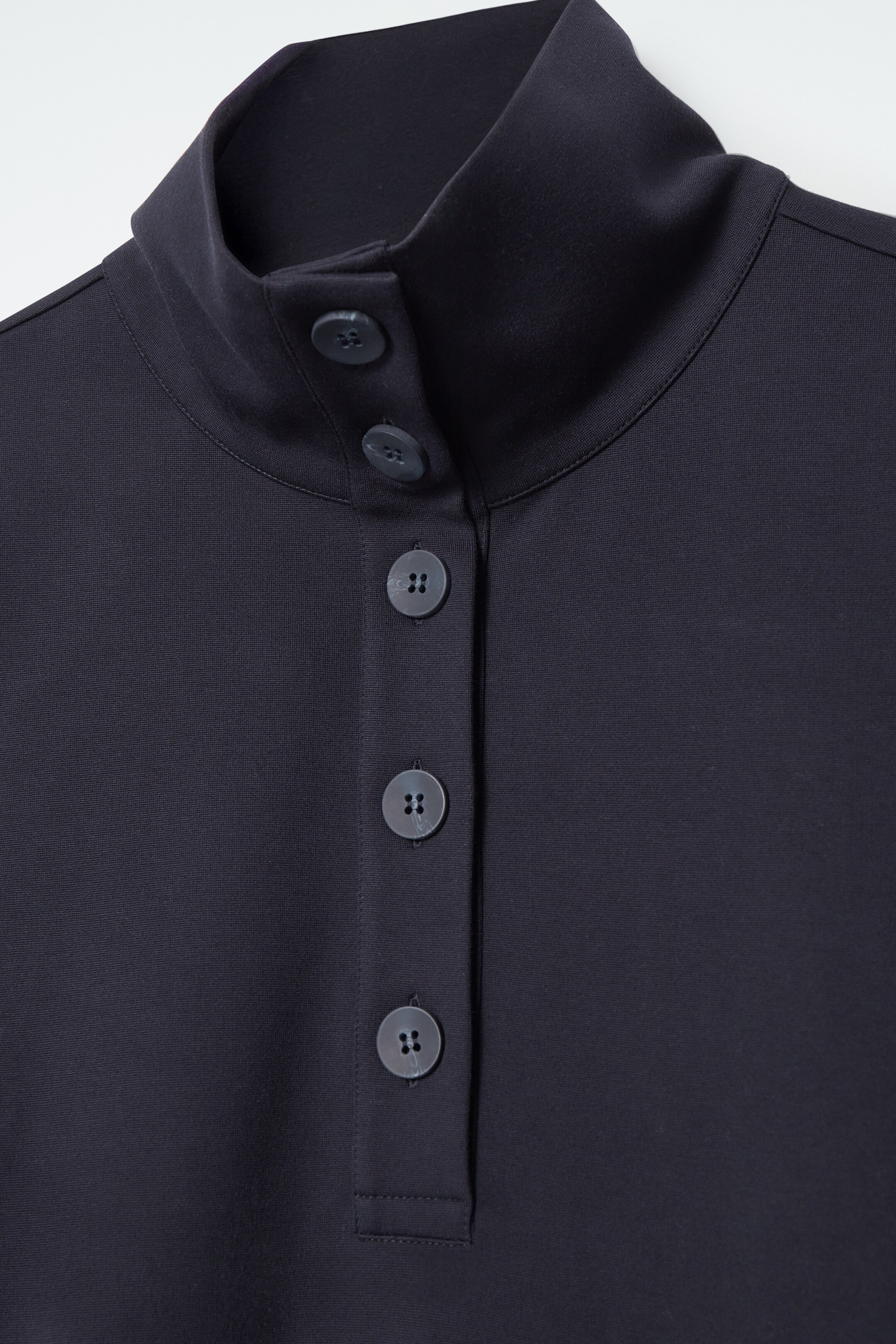 View larger image: BUTTONED FUNNEL-NECK TOP - NAVY - Ladies | H&M GB 3