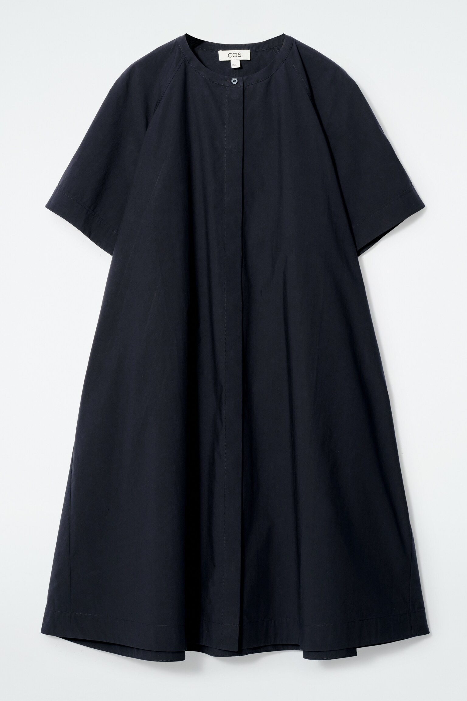 ROBE MIDI OVERSIZE EN POPELINE ÉVASÉE - BLEU MARINE - 2