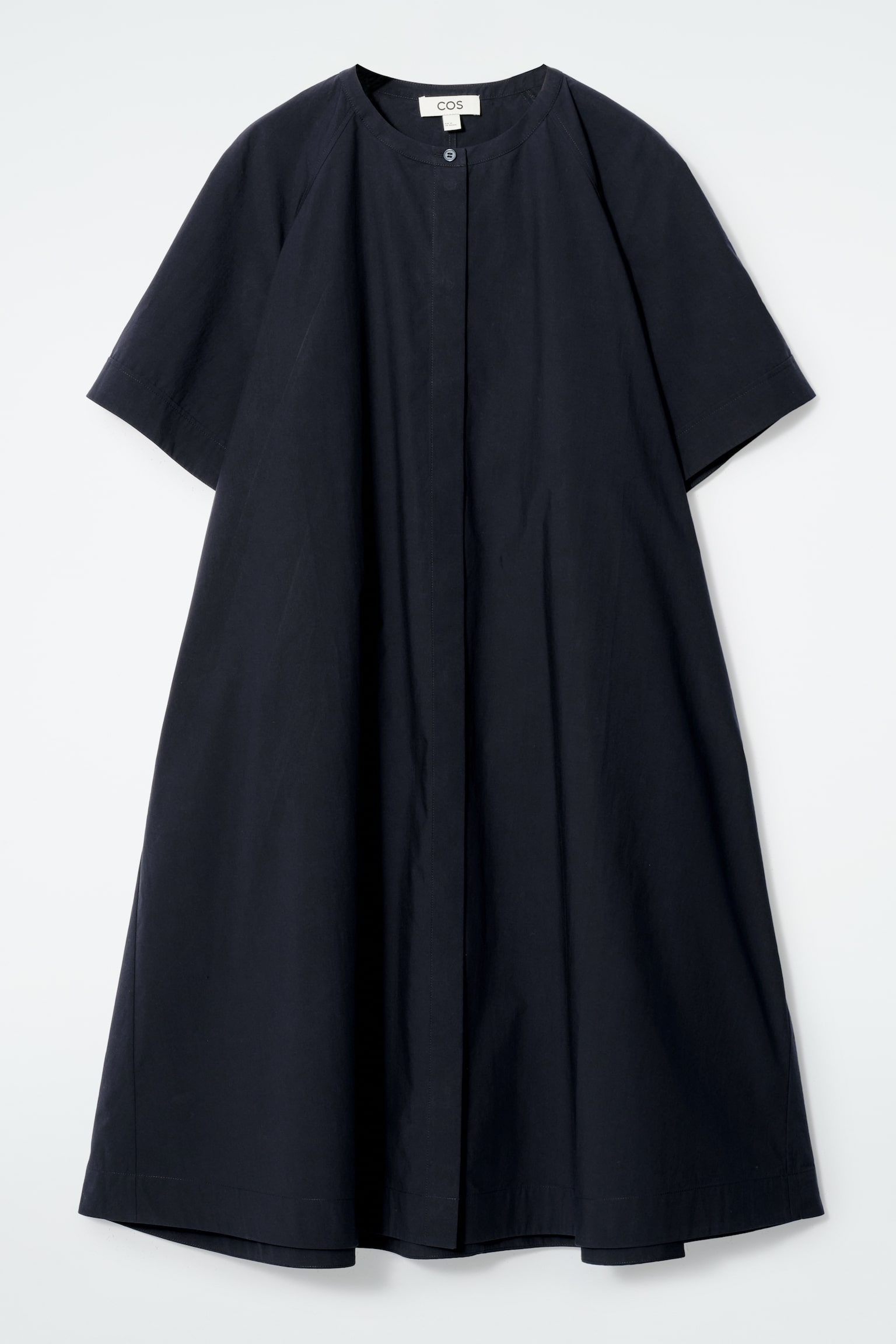 ROBE MIDI OVERSIZE EN POPELINE ÉVASÉE - BLEU MARINE - 2