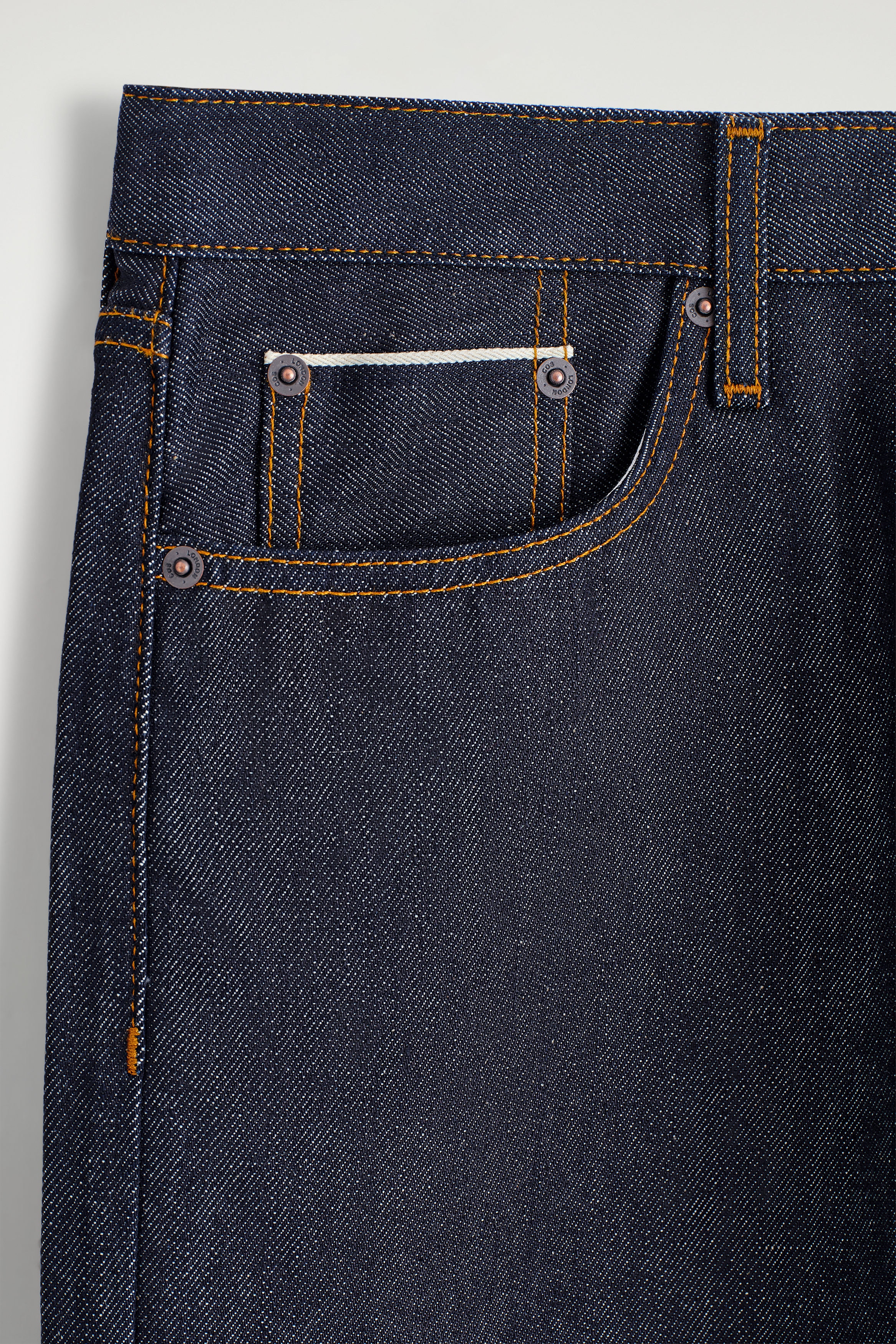 SIGNATURE SELVEDGE REGULAR-FIT STRAIGHT-LEG JEANS - RAW INDIGO