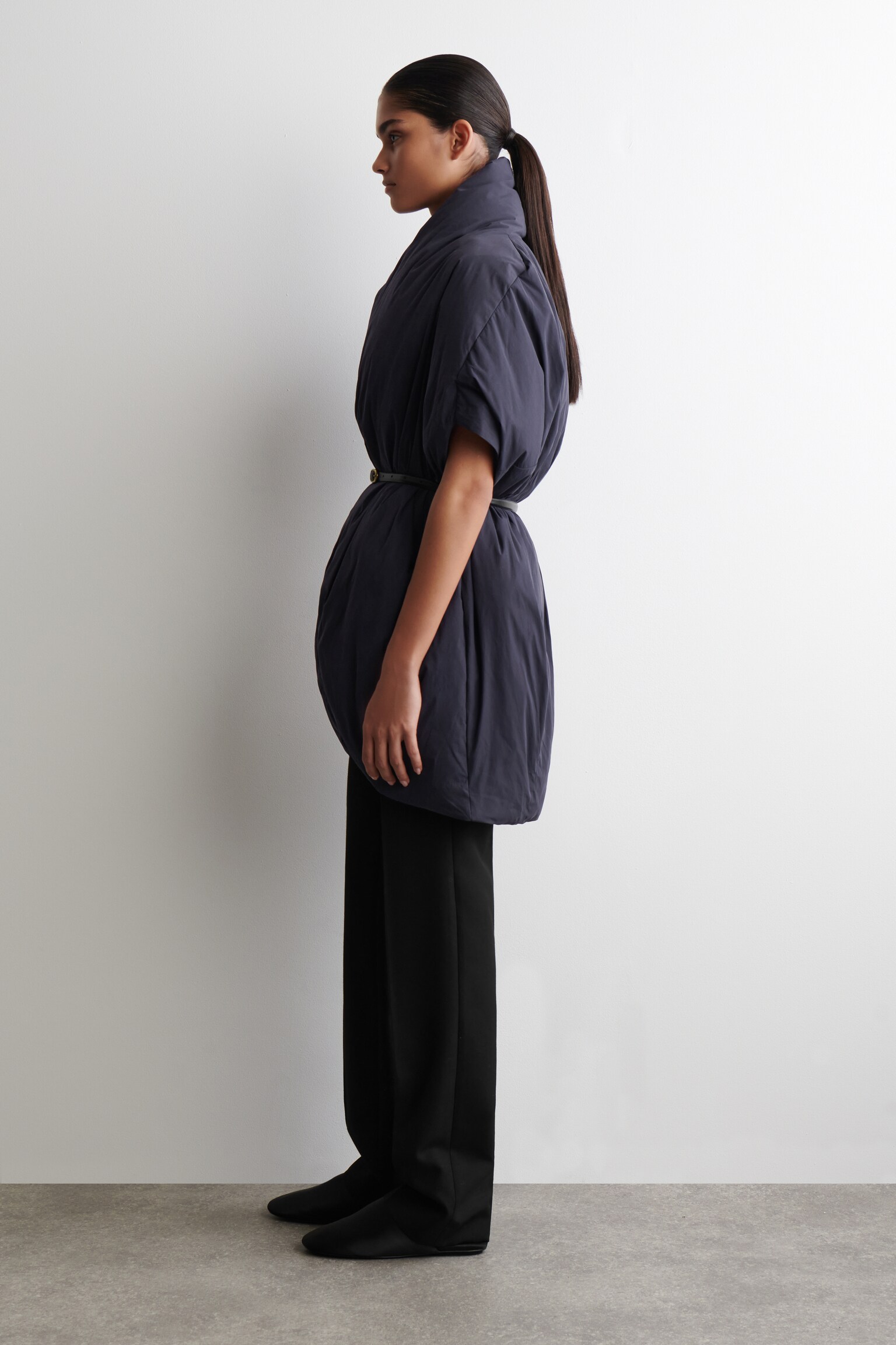 PLUMÍFERO OVERSIZE CON CUELLO CHAL - AZUL MARINO - 5